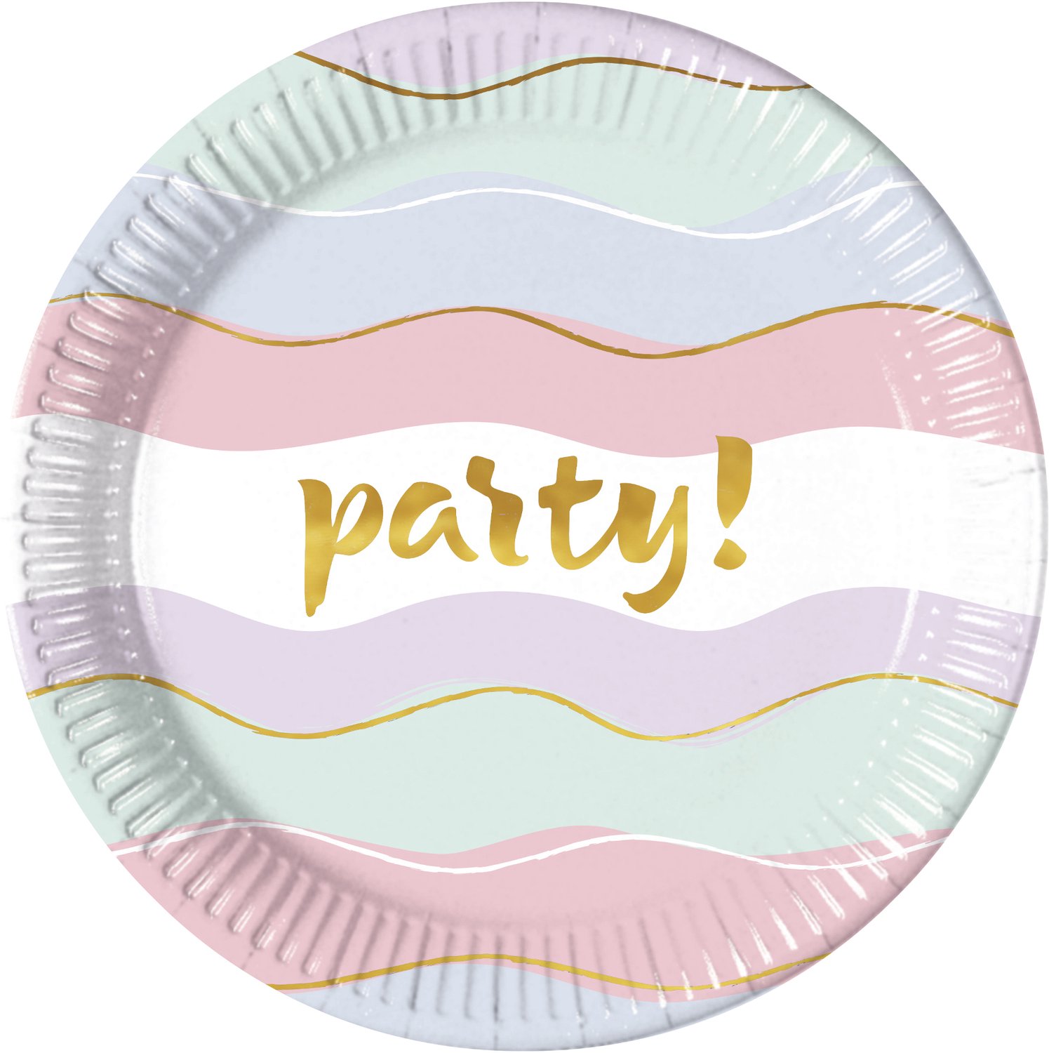 Vegaoo - 8 Kartonnen Borden Elegant Party Pastel 23 cm Gouden Golven