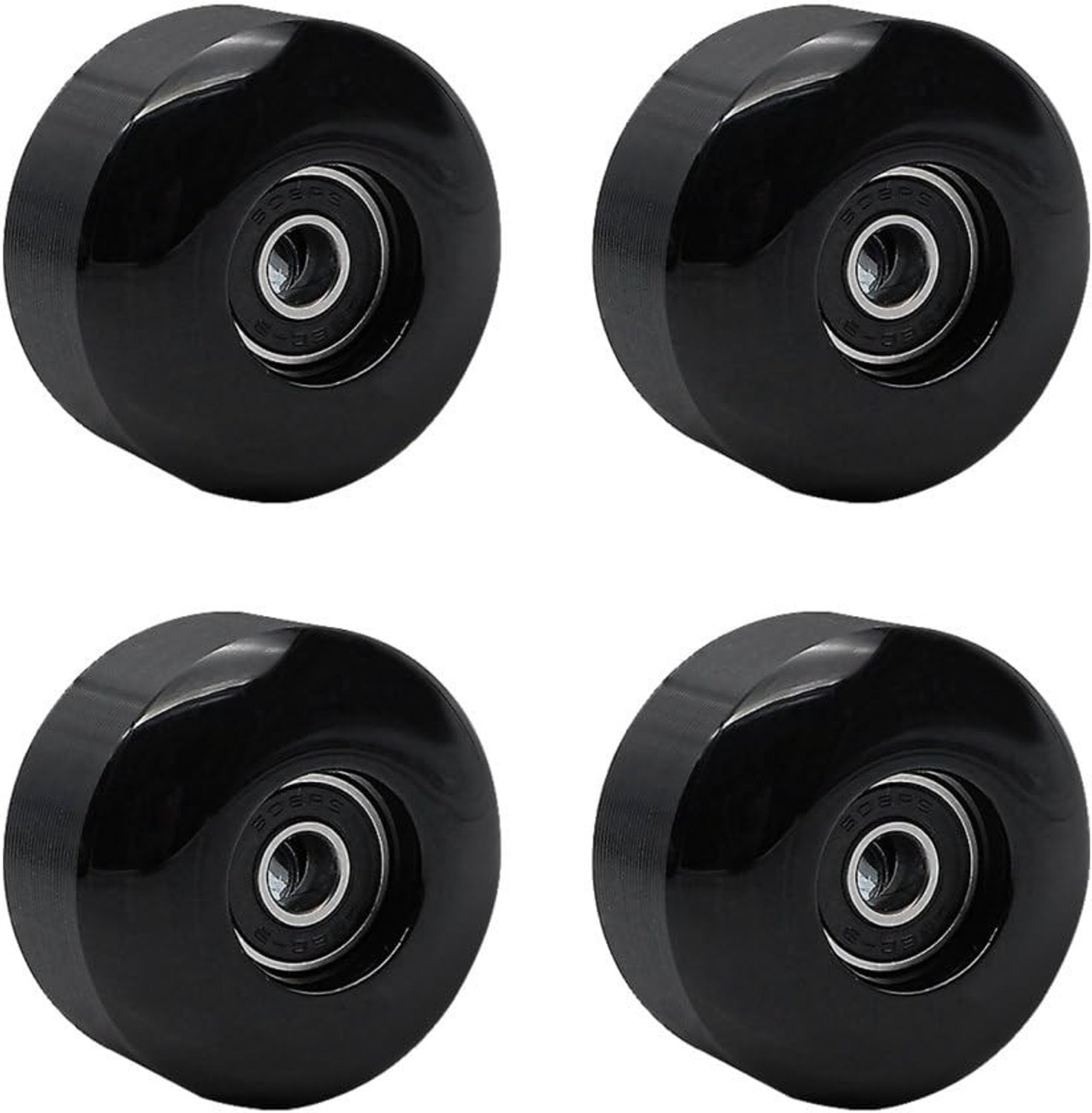 Skateboardwielen 4 Stuks 52 mm 95A Cruisewielen met Lagers Ideaal voor Diverse Ondergronden Zwart