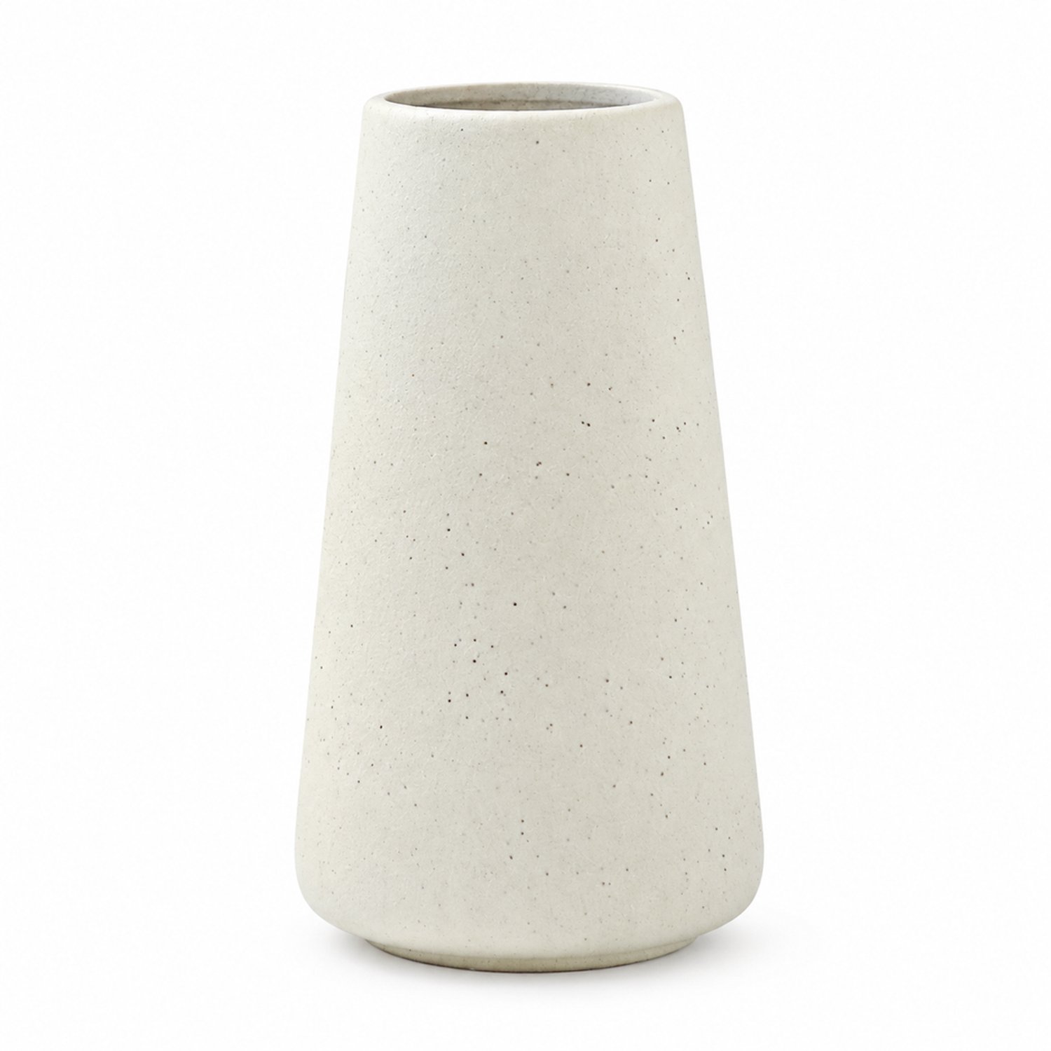 SWGOTA Keramische vaas beige met zwarte spikkels, 14,5 cm hoog, opening 5,5 cm, taps toelopend, voor kunstbloemen