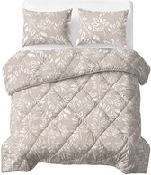 Sleeptime Neva 2 in 1 Wasbaar Dekbed zonder Overtrek - Lits Jumeaux 240x200 cm - Inclusief 2 Kussenslopen 60x70 cm - 100% Microvezel - Taupe/Zand