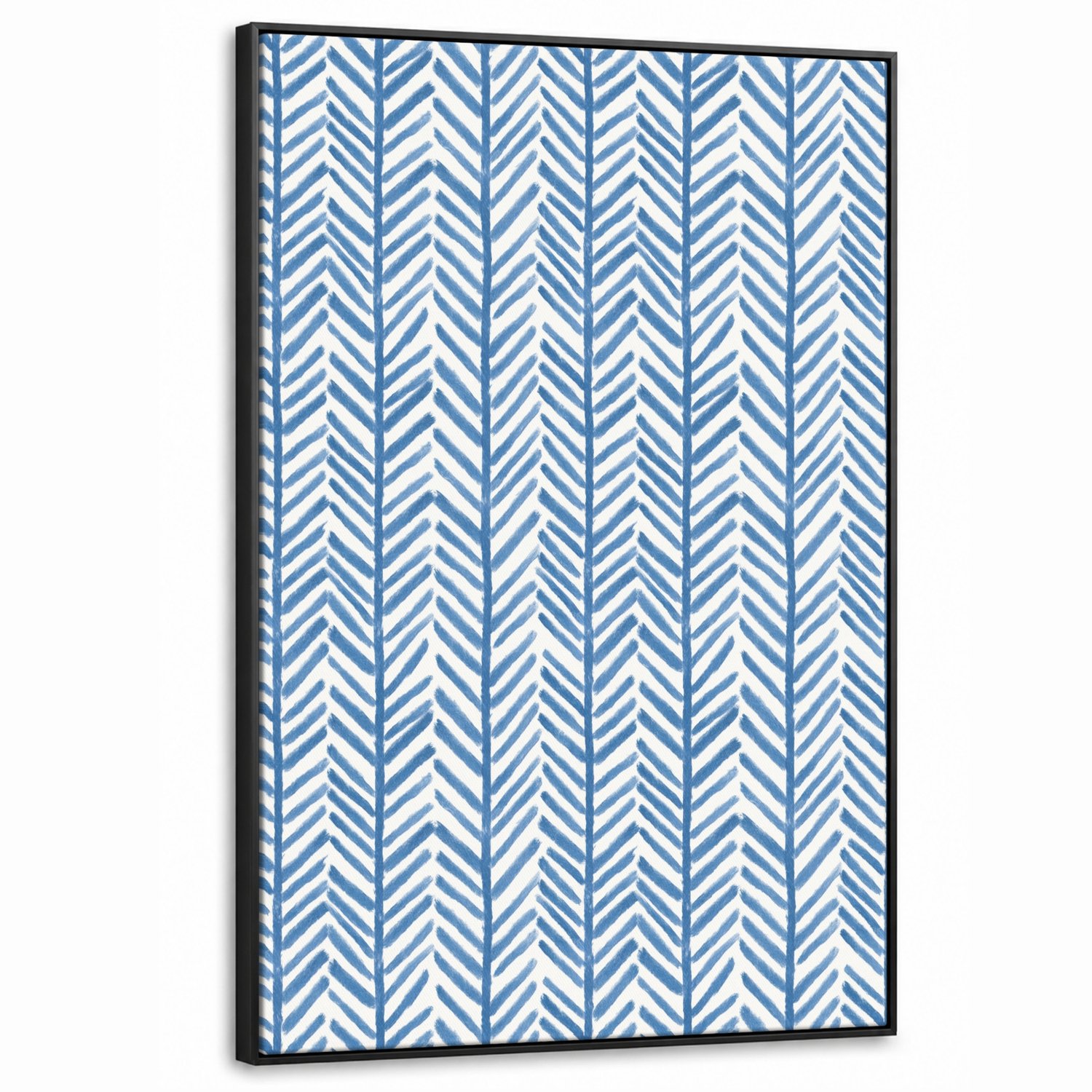 Canvas Schilderij met Baklijst XXL Canvas Schilderij met Baklijst 100x150cm - Patroon - Streep - Blauw - Muurdecoratie woonkamer - Slaapkamer decoratie - Kamer accessoires - Schilderijen op canvas met lijst groot