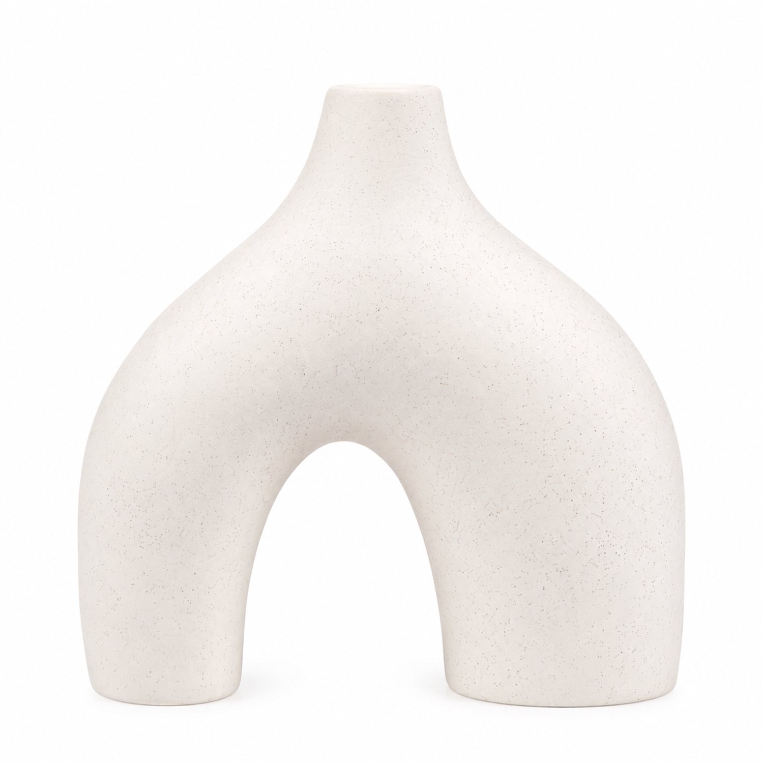 SWGOTA Witte keramische vaas 19,5 x 18 x 7 cm - Boogvorm met open midden voor droogbloemen - Kartonnen verpakking