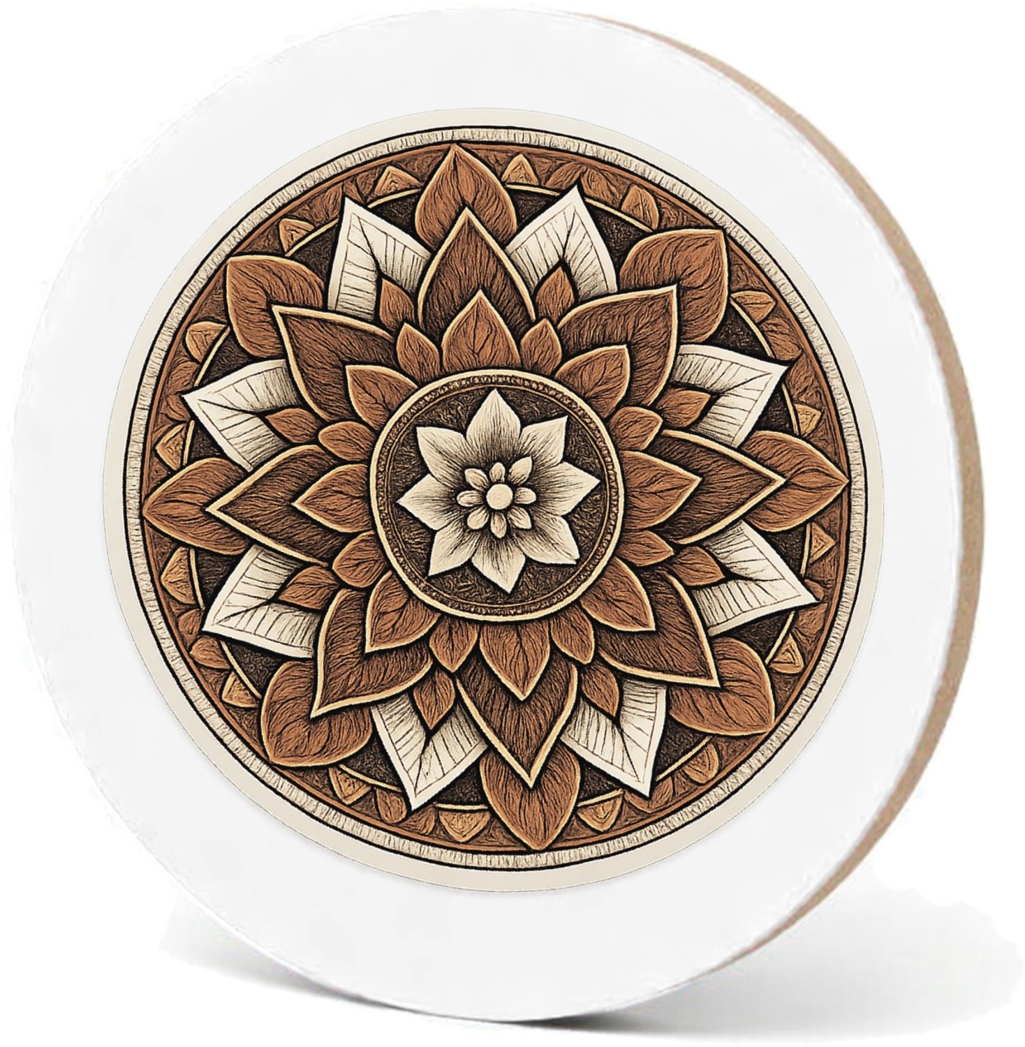 Mr Cadeautjes MDF fotolijst - design Ronde set met een stilistisch botanisch kompasmotief | cadeau Wit