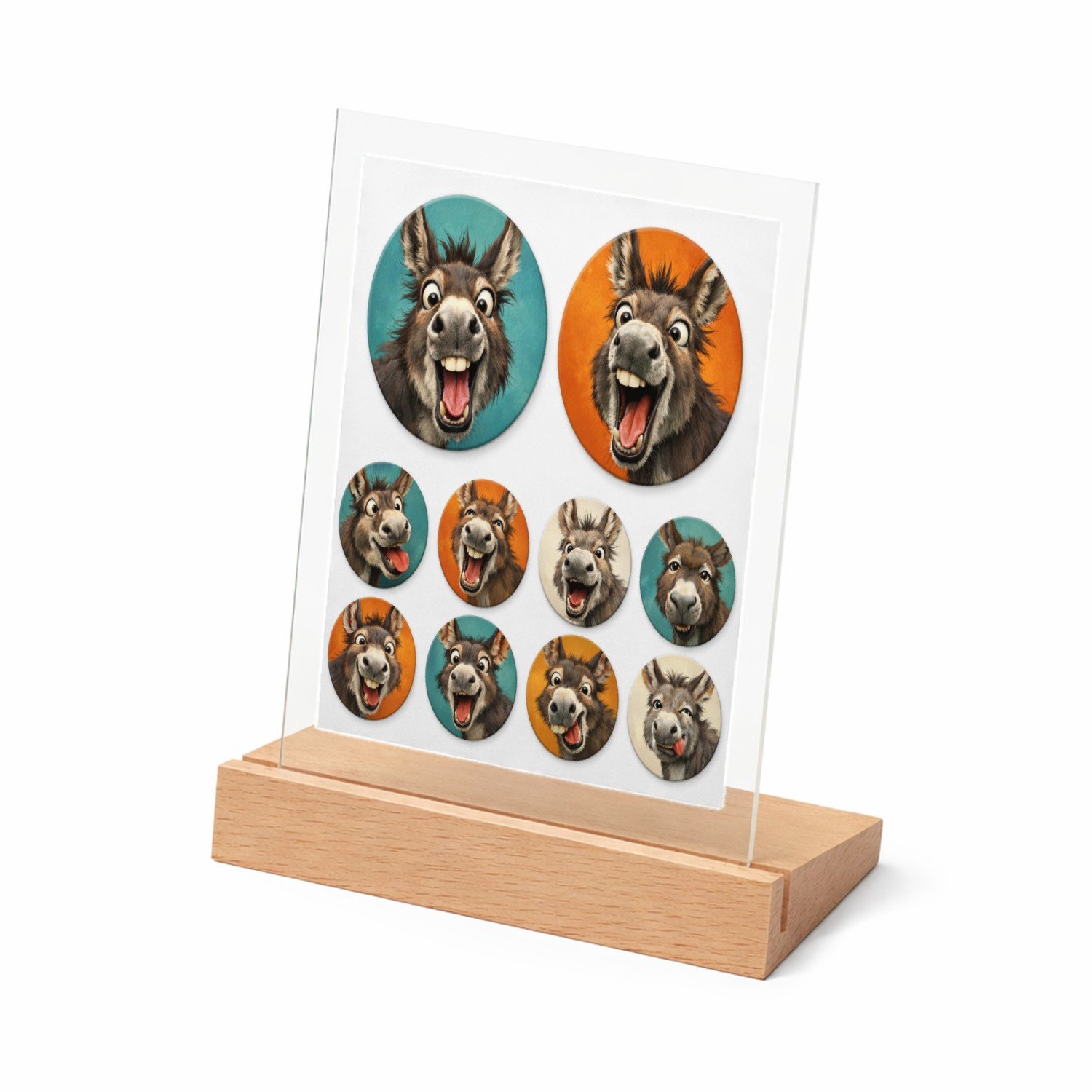 Mr Cadeautjes Glasframe met vaste tekst - design Ronde set met grillige kippen- of hanenkoppen in een speelse | cadeau Wit