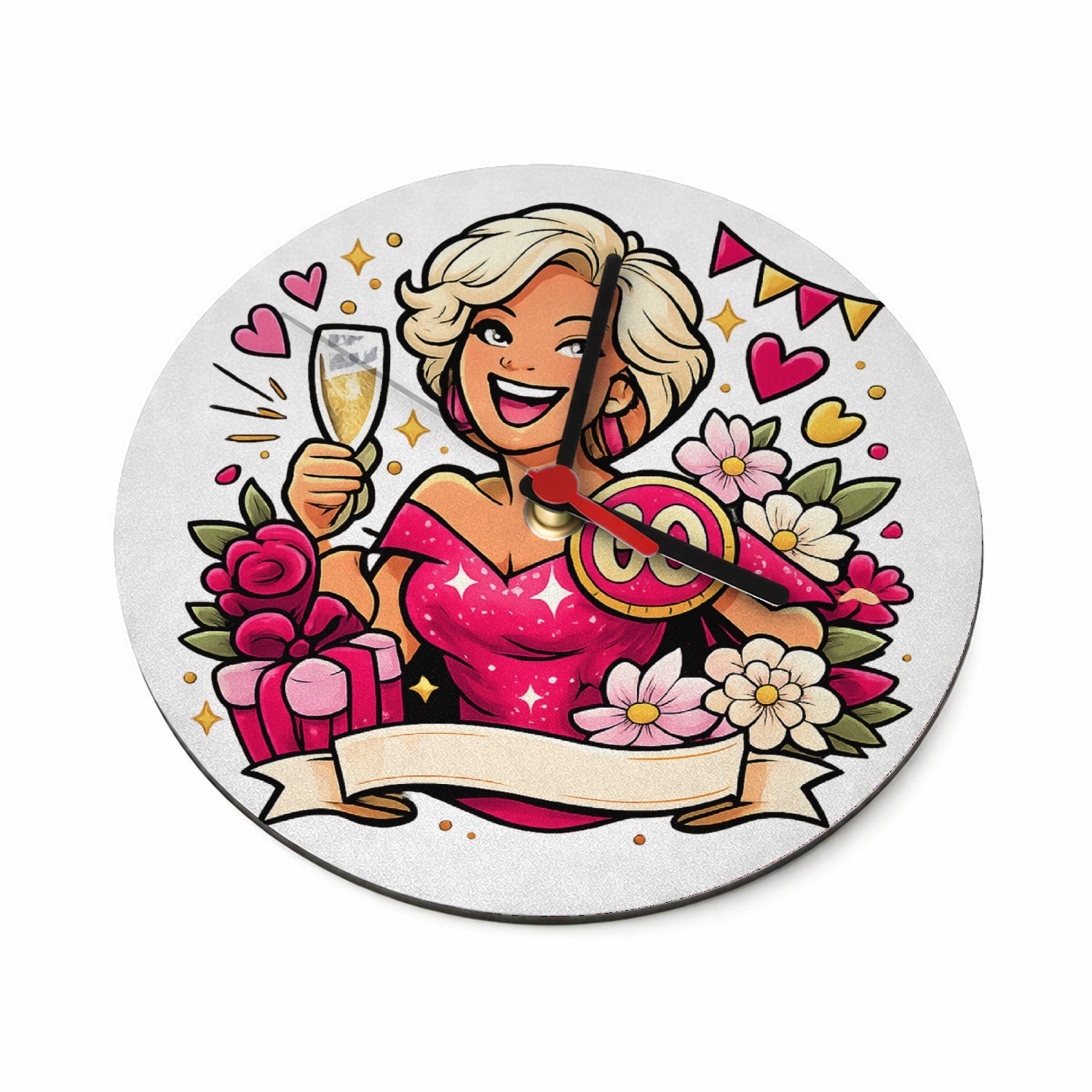 Mr Cadeautjes Klok rond Ø 19 - design Glamoureuze jubileumviering met een andere levensfase en een | cadeau Wit