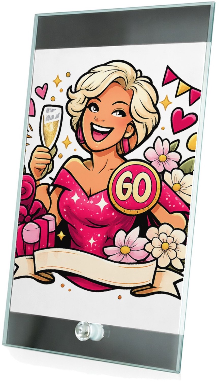 Mr Cadeautjes Glasframe 15 x 23 - design Glamoureuze jubileumviering met een andere levensfase en een | cadeau Wit