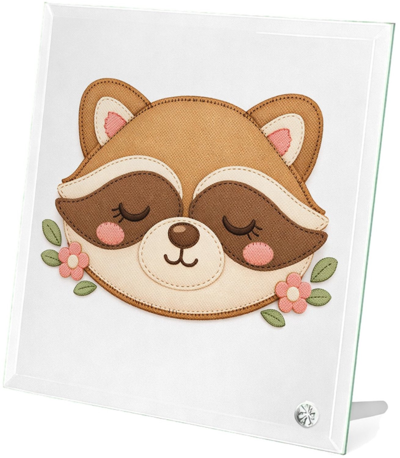 Mr Cadeautjes Glasframe 20 x 20 - design Rond slaapvriendje met bosdier | cadeau Wit