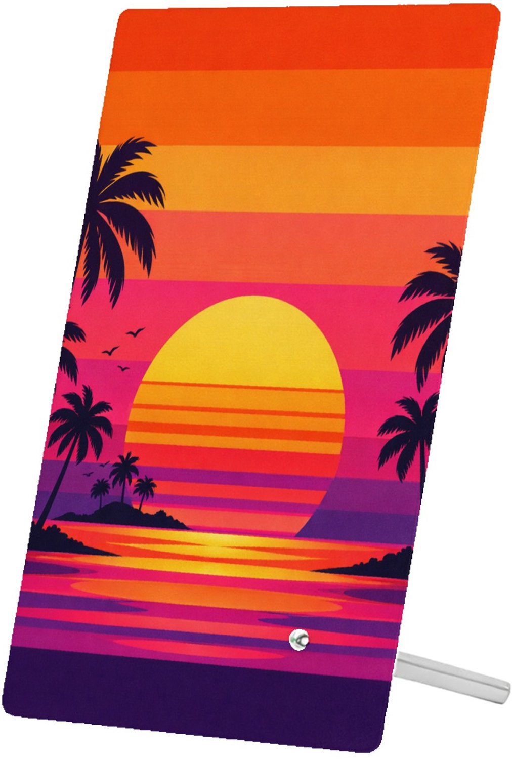 Mr Cadeautjes Glasframe 11 x 16 - design Retro zonsondergang met palmen | cadeau Wit