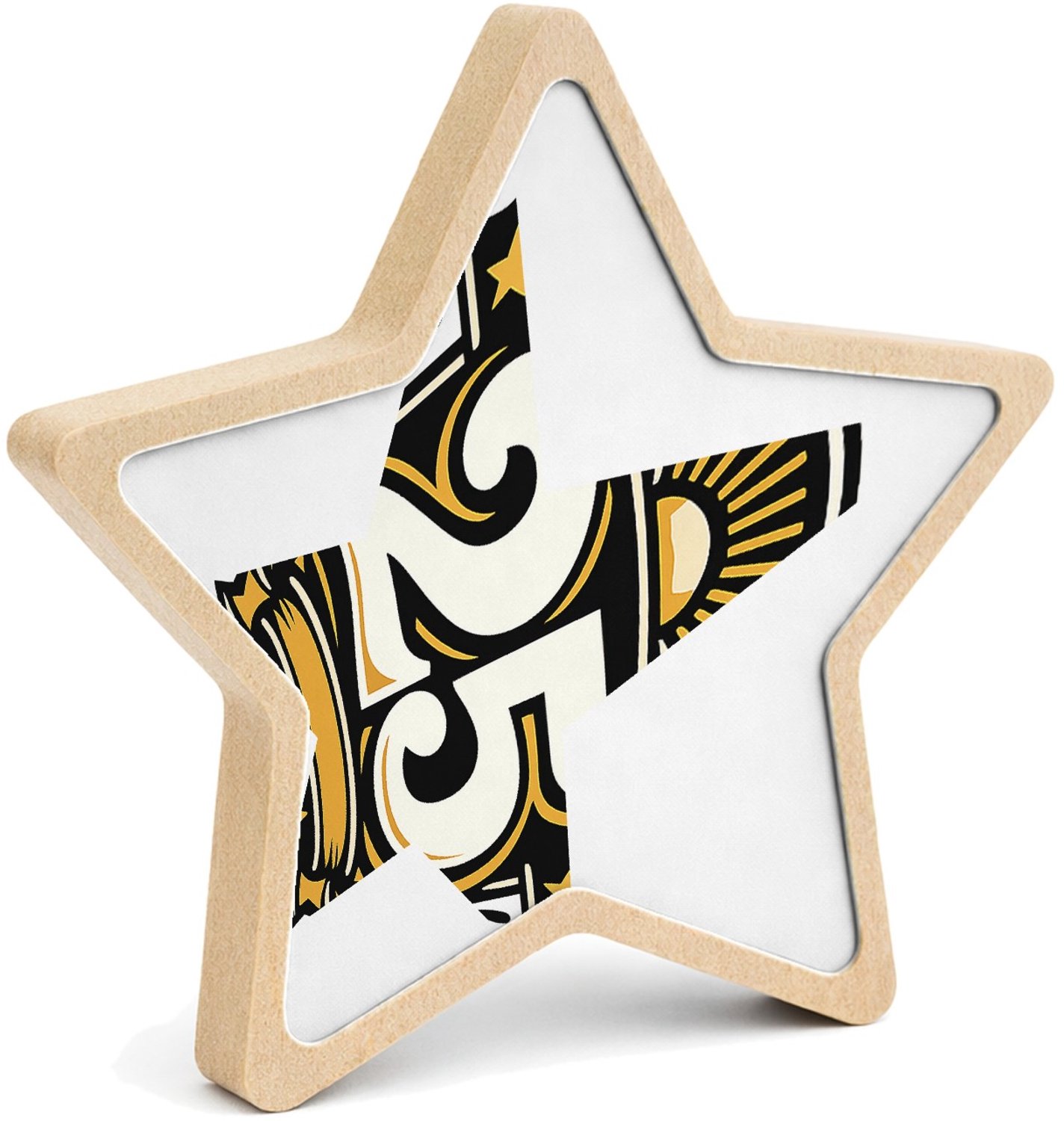 Mr Cadeautjes MDF fotolijst ster 14 x 13,5 - design Retro jubileumontwerp met een groot middenicoon en gebogen t | cadeau Wit