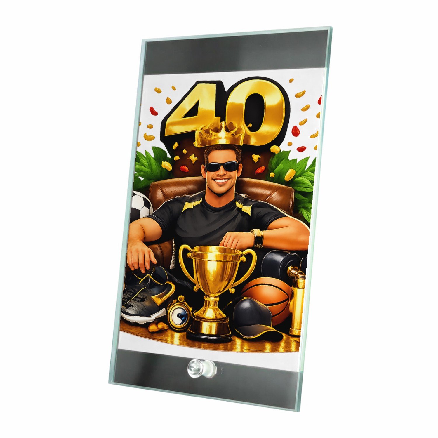 Mr Cadeautjes Glasframe 15 x 23 - design Kampioen van het nieuwe decennium | cadeau Wit