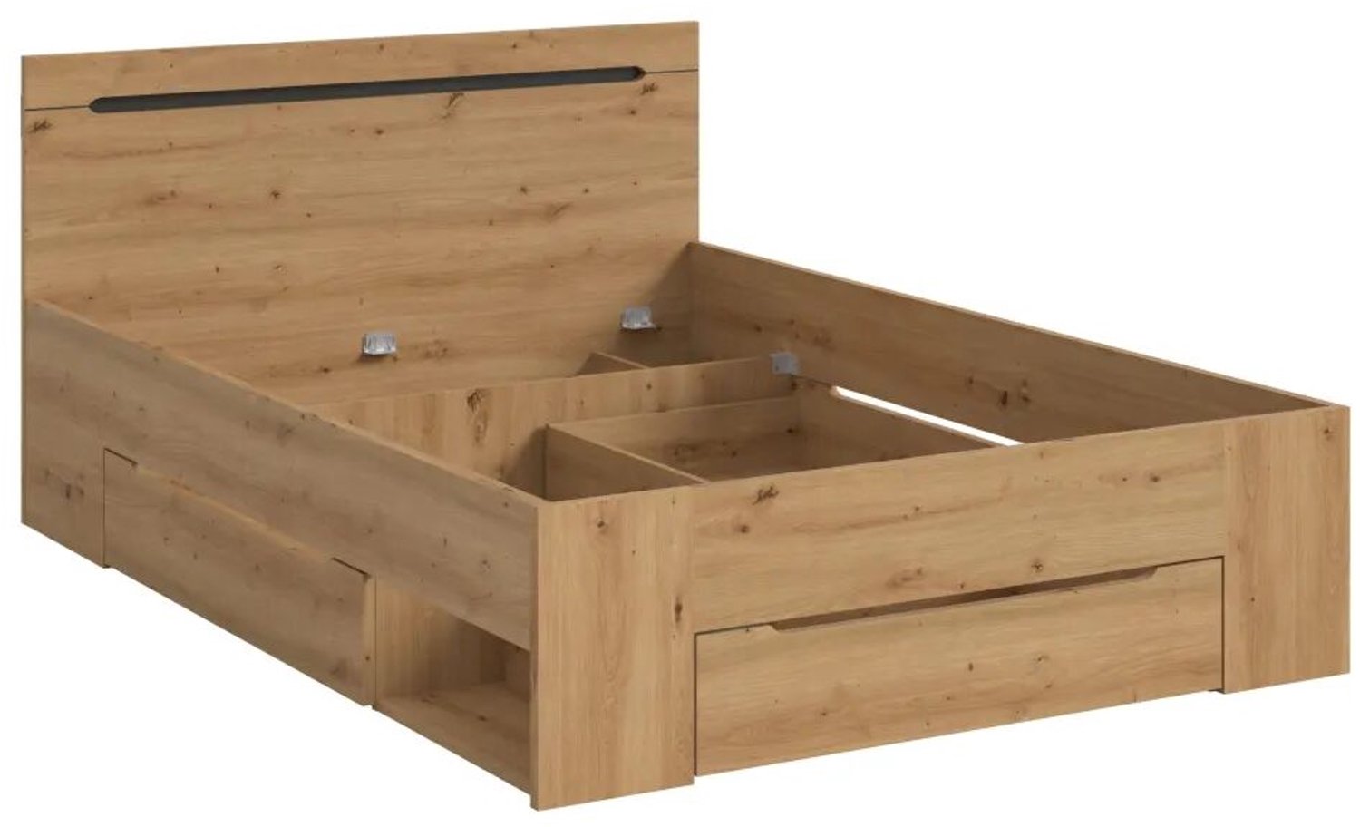 Furnilux Modern Bed 140x200 cm - Basaltgrijs met Stijlvolle Opbergoplossingen Wit