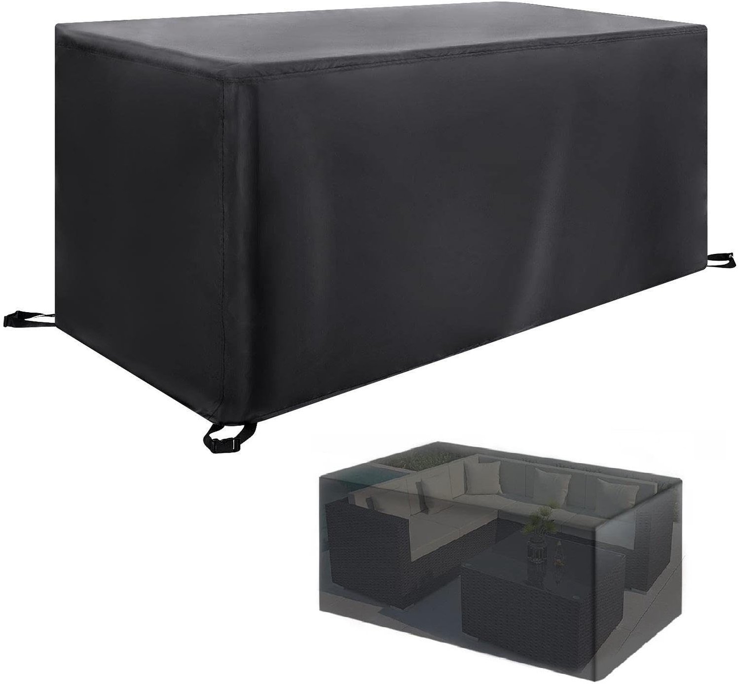 Famanu Tuinmeubelhoezen van 230 x 105 x 90 cm, waterdichte hoezen voor buiten, gemaakt van zwaar belastbare 420D Oxford-stof, winddicht en duurzaam, ideaal voor bescherming tegen water, zon, sneeuw en stof wit