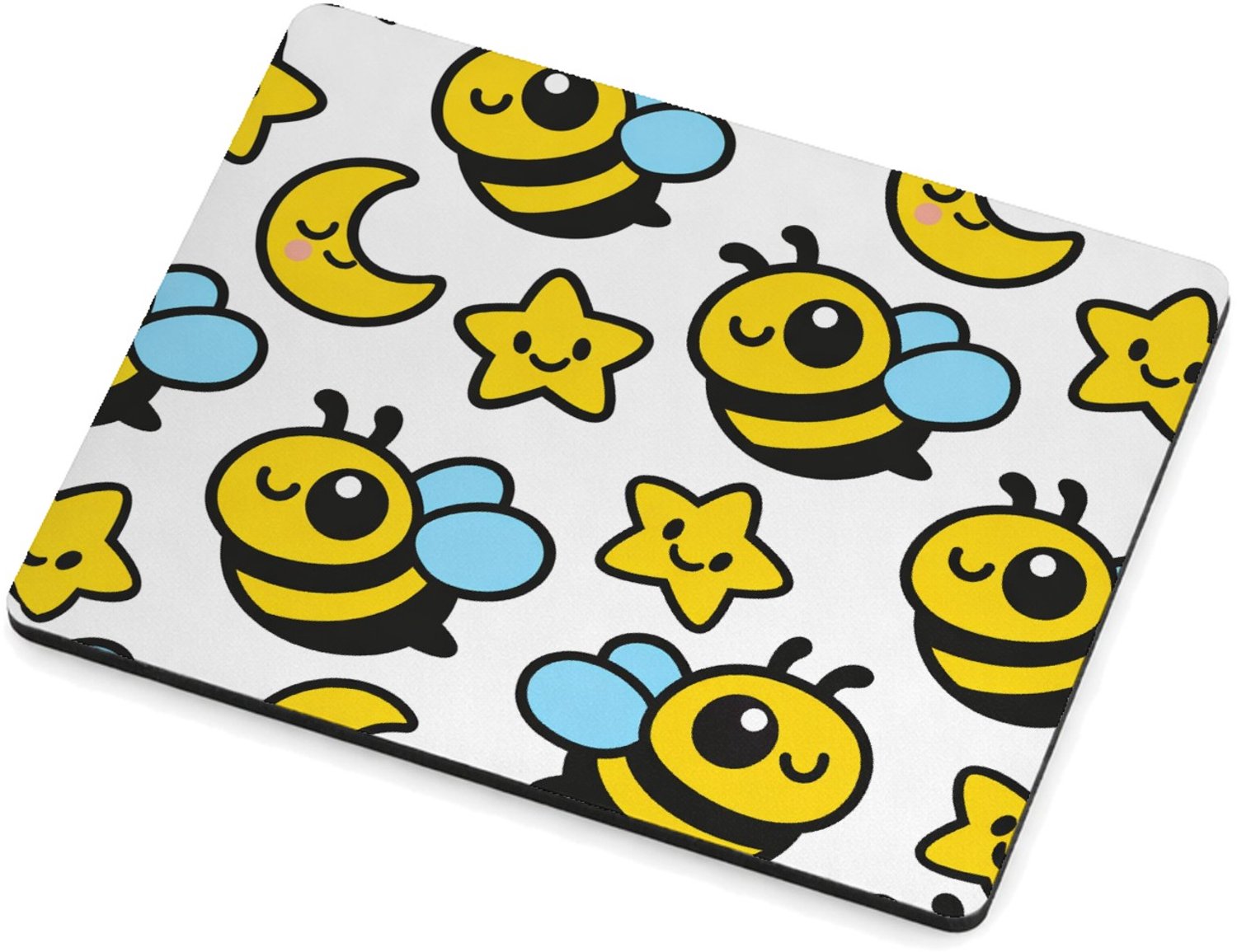 Mr Cadeautjes MDF magnetische fotolijst 9 x 7 - design Een herhaalpatroon met blije kleine sterren en maantjes die | cadeau Wit