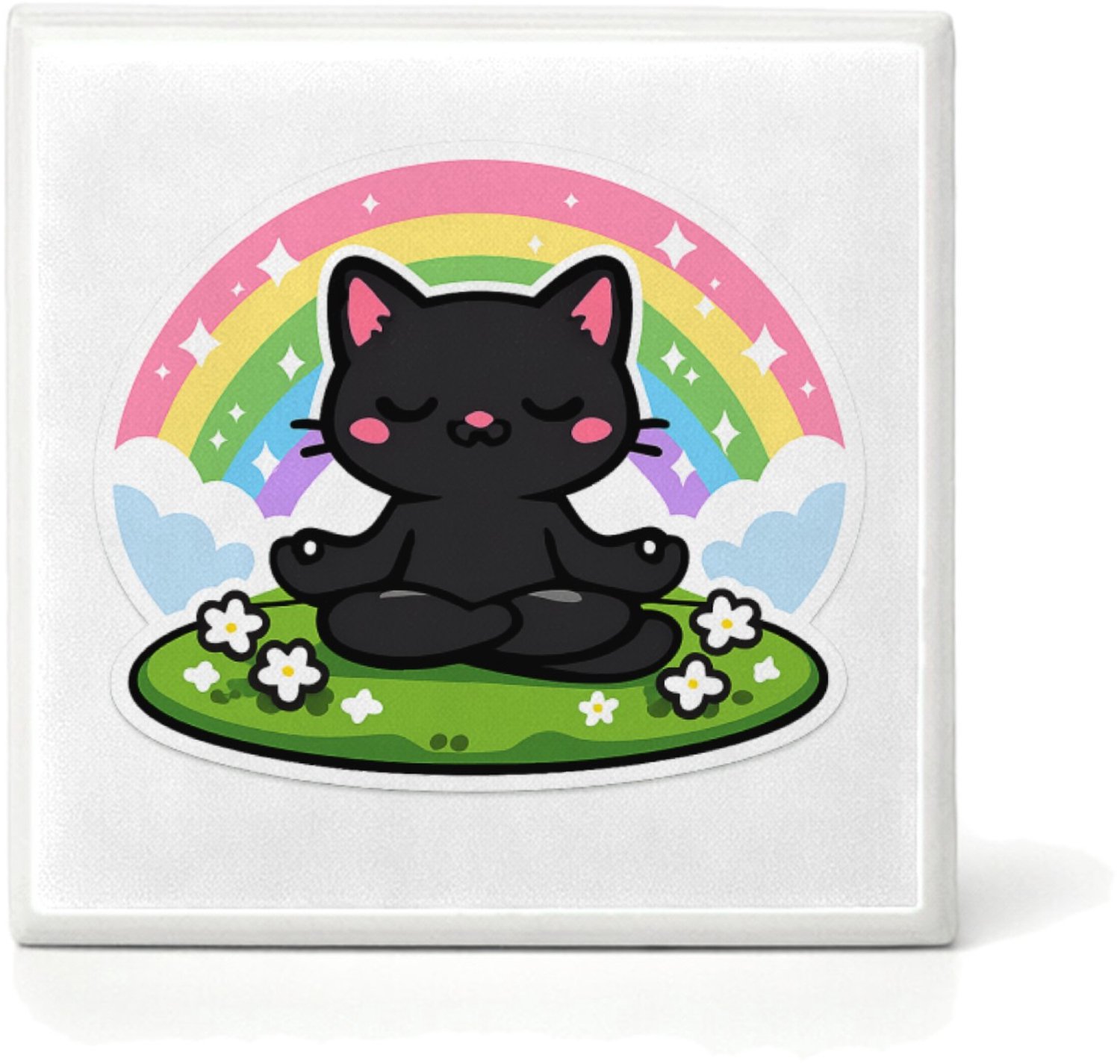 Mr Cadeautjes Mini tegeltje Een rustige maar grappige zelfzorgprint met een andere dierf - 4,8 x 4,8 cm, keramiek - mozaiek, diy, decoratie | cadeau Wit