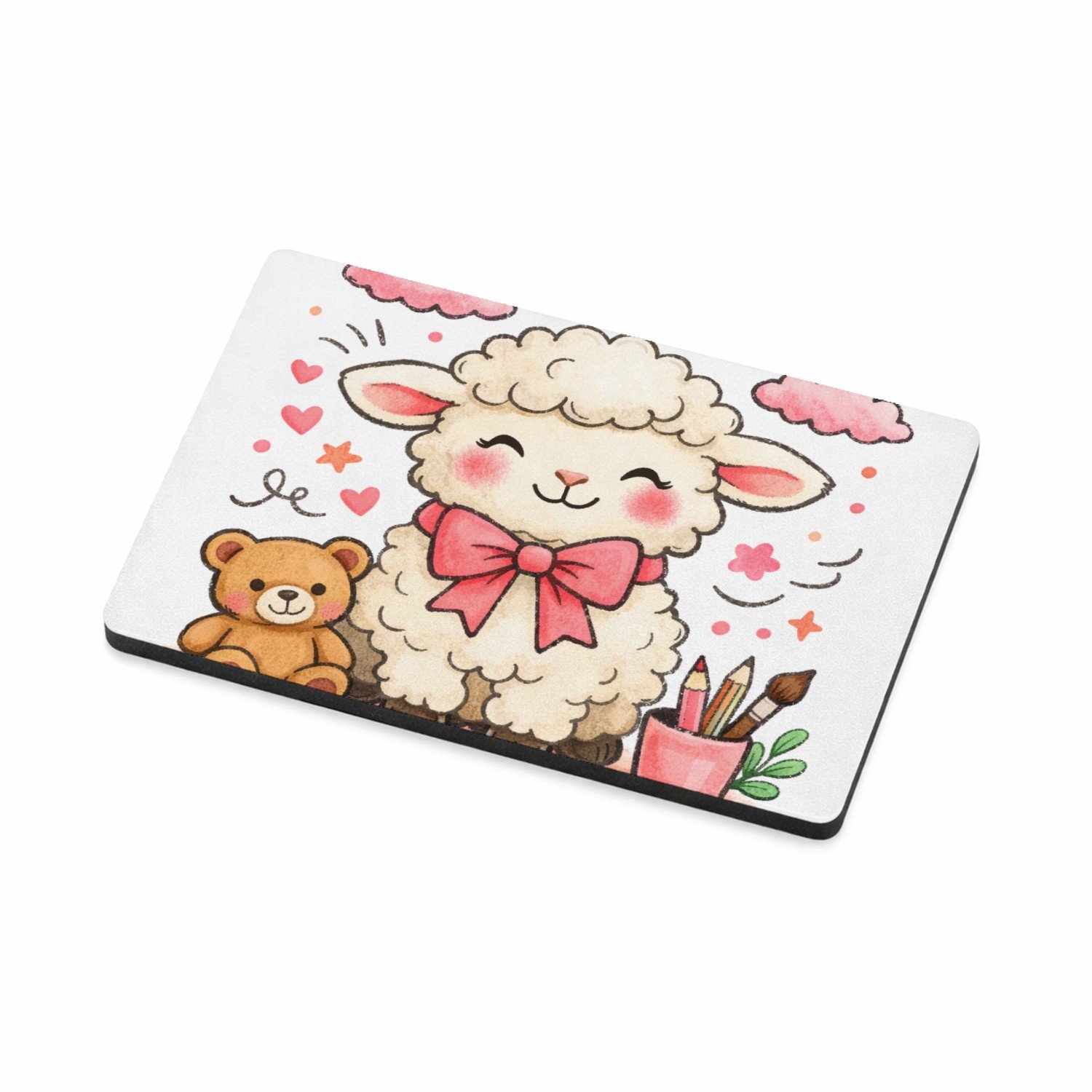 Mr Cadeautjes MDF magnetische fotolijst 7,5 x 5 - design Een feestelijk complimentdesign met een zachte dierfiguur en | cadeau Wit