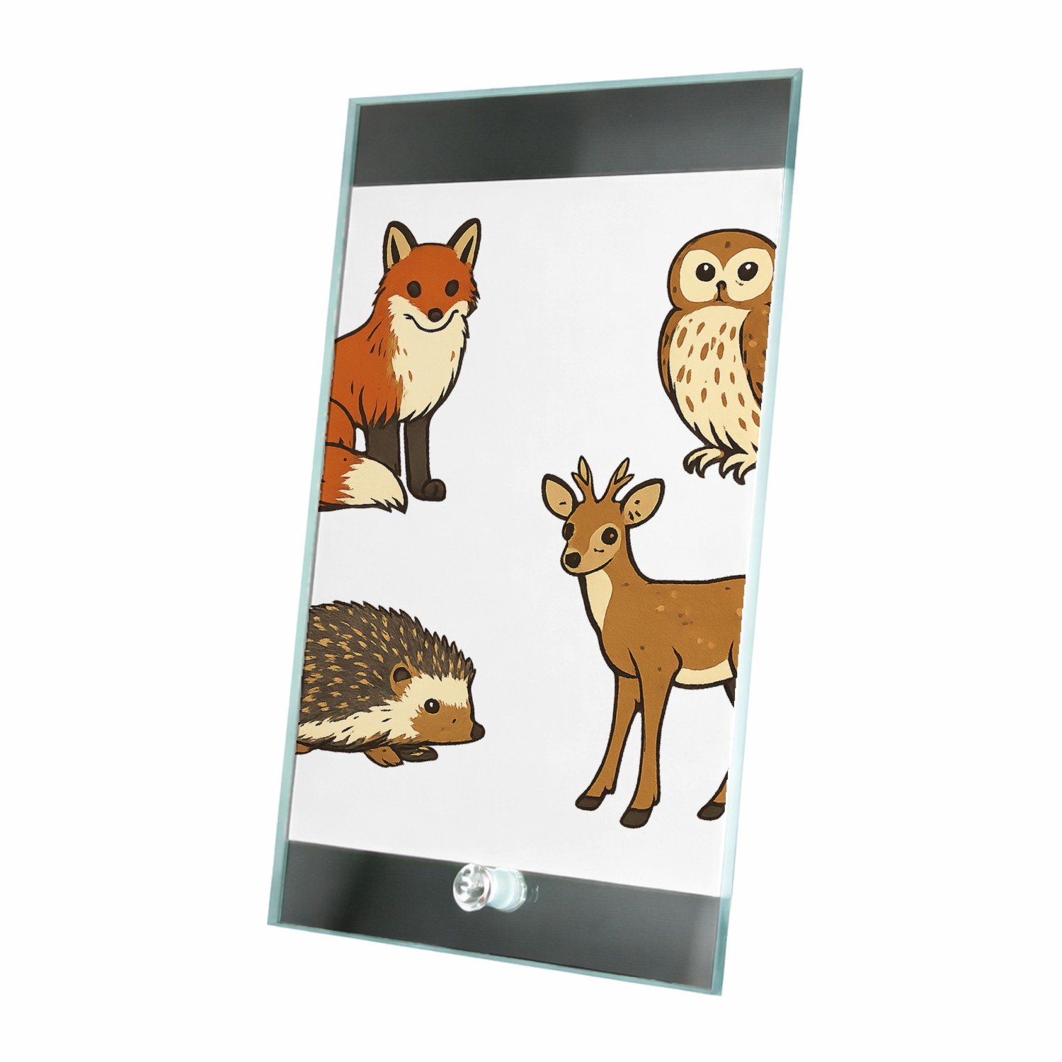 Mr Cadeautjes Glasframe 15 x 23 - design Een set van vier bosdieren in een vergelijkbare educatieve v | cadeau Wit