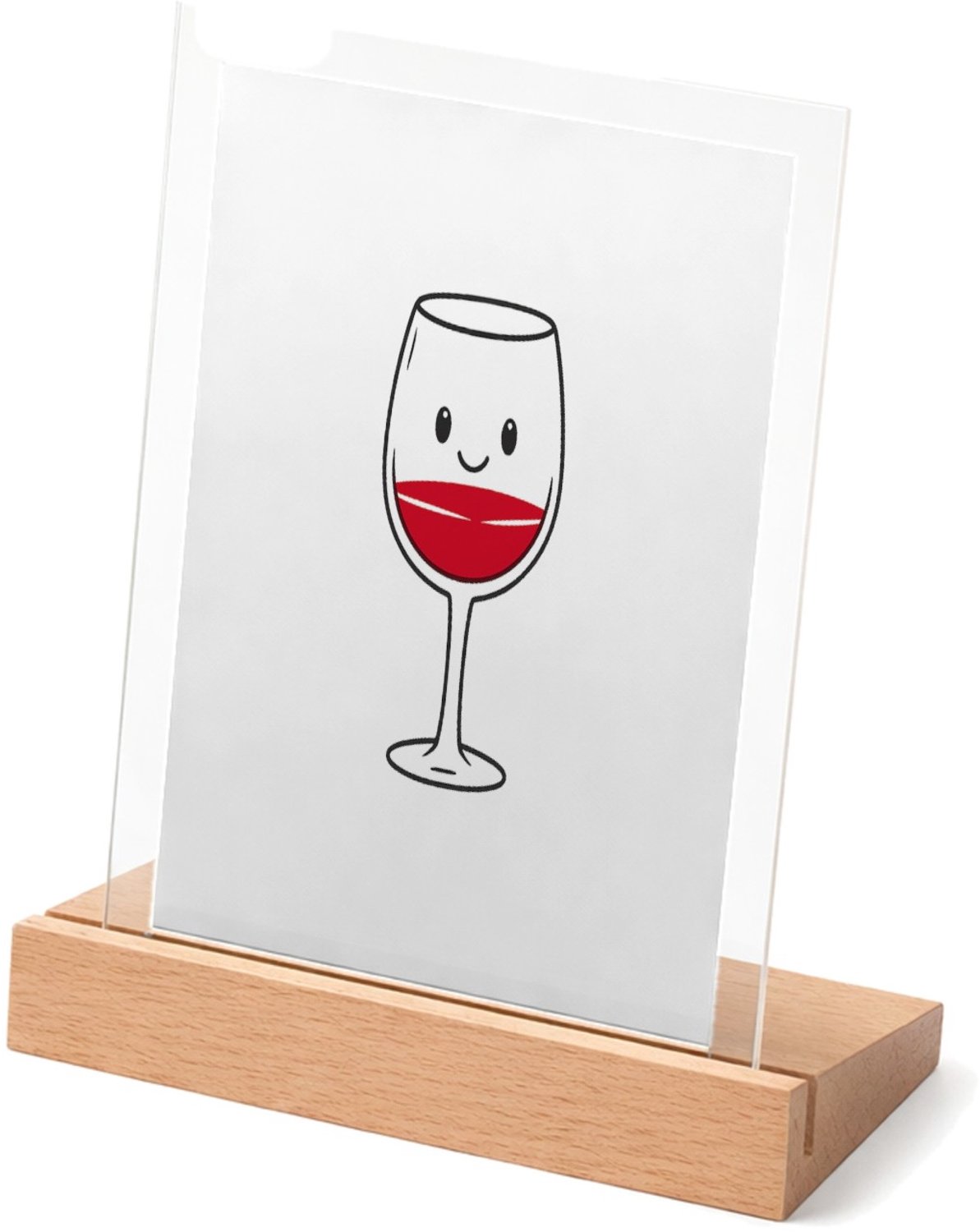 Mr Cadeautjes Glasframe met vaste tekst - design Een minimalistische koffiebeker met een blij gezicht en een | cadeau Wit
