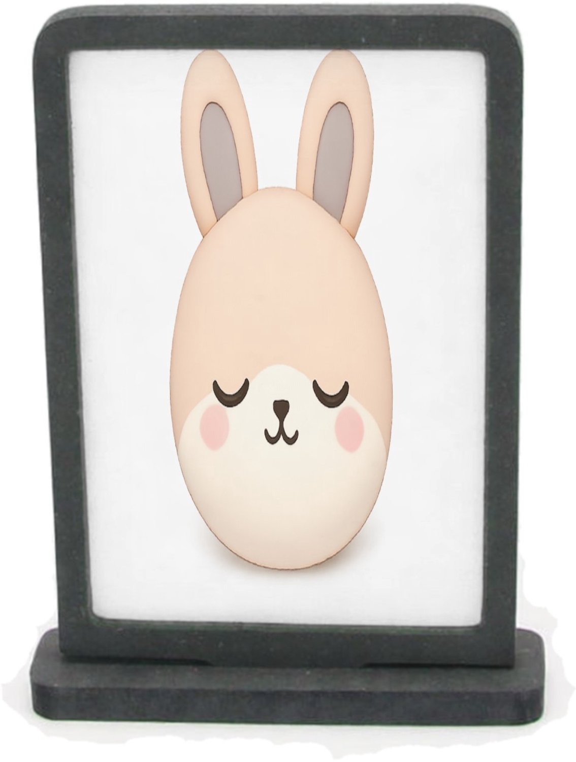Mr Cadeautjes Houten fotolijst rechthoek met MDF inleg - design Een slaperige konijnenkop met ronde wangen en gesloten ogen | cadeau Wit