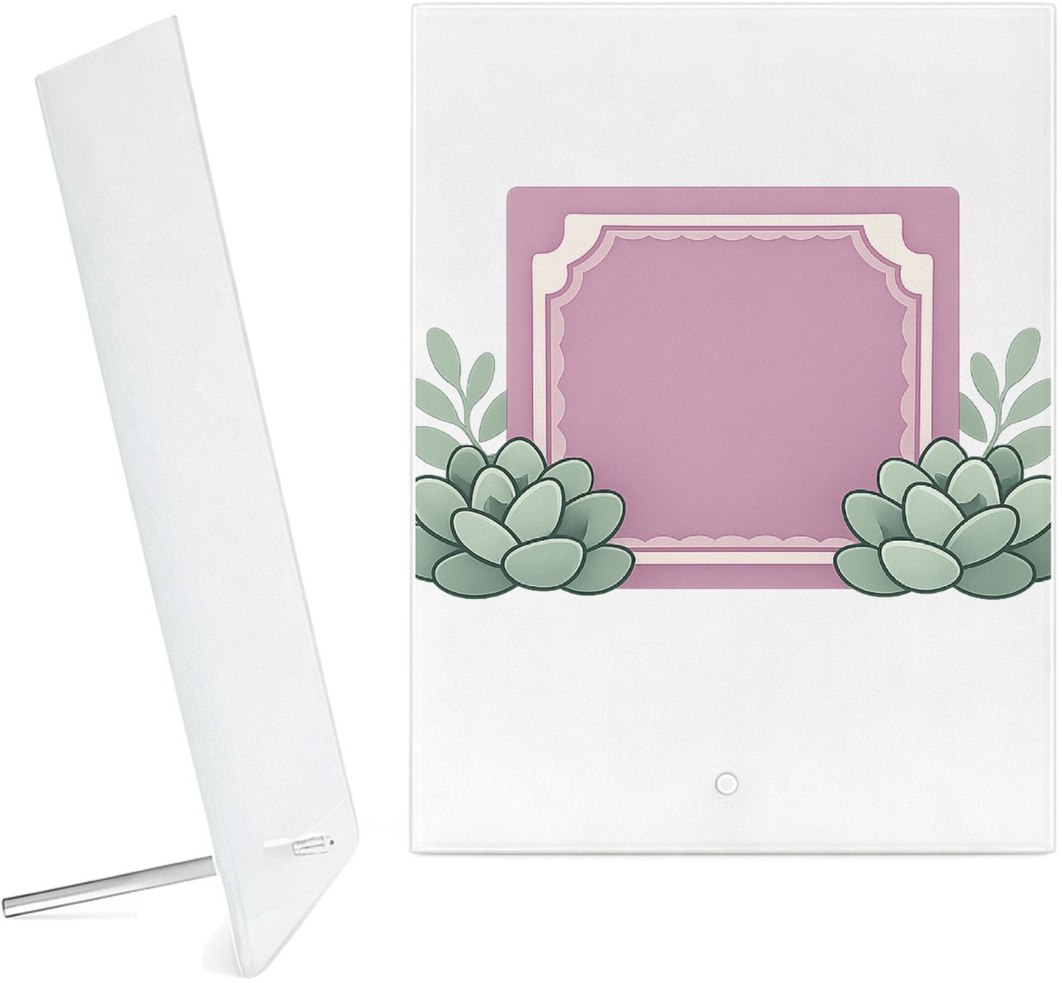 Mr Cadeautjes Glazen fotopaneel Een ronde plantenhanger met speelse quote en zachte pastelbl - 15 x 20 cm, staand - glas, decoratie, wanddecoratie | cadeau Wit