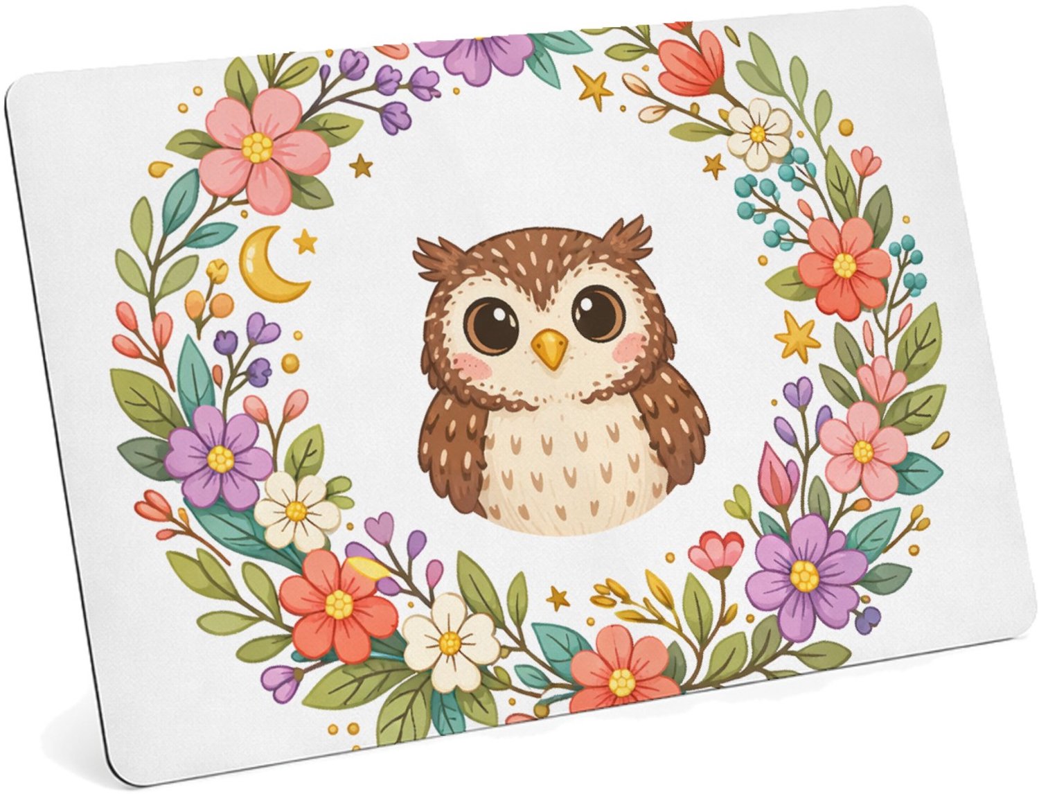 Mr Cadeautjes MDF magnetische fotolijst 28 x 19 - design Centrale emblematische cirkel met natuurdetails rond een die | cadeau Wit