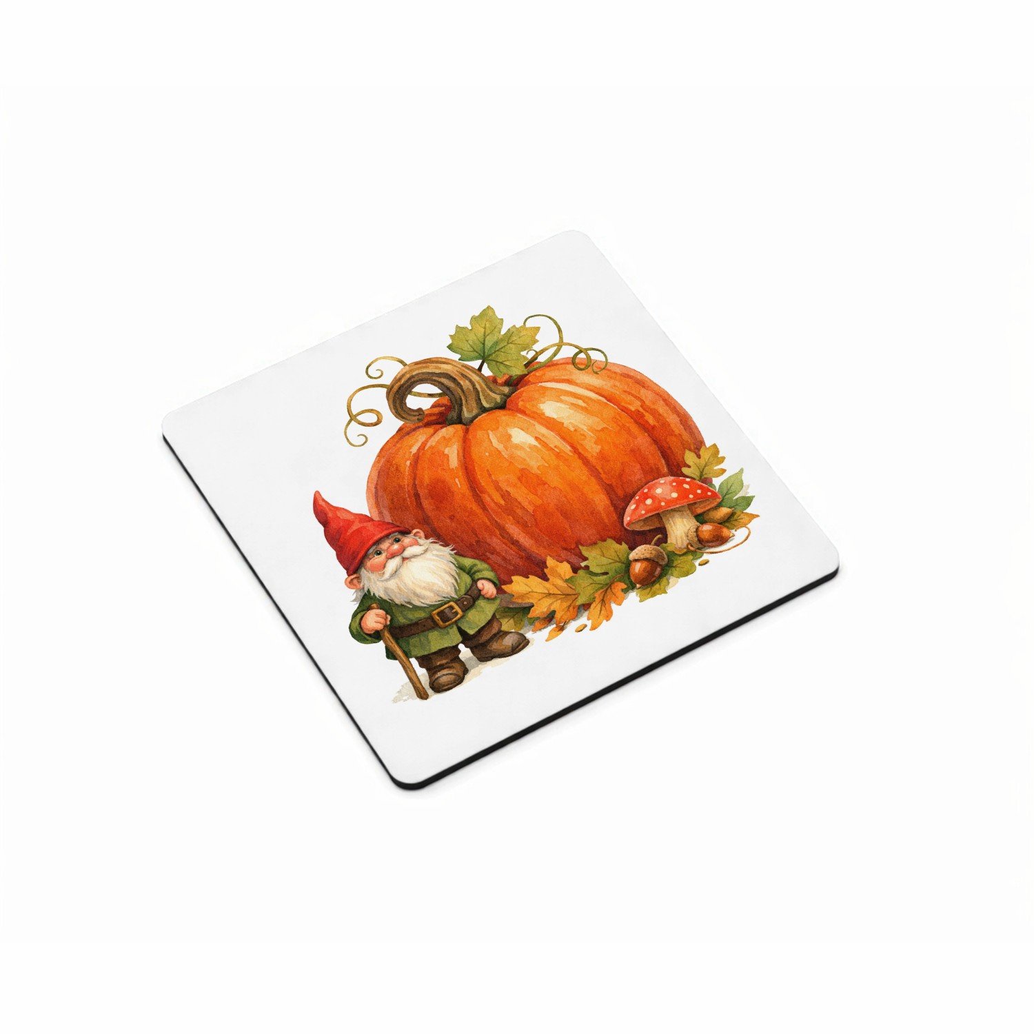 Mr Cadeautjes MDF magnetische fotolijst vierkant 9,5 - design Een kleine tuinfee met een enorme zonnebloem als seizoenssym | cadeau Wit