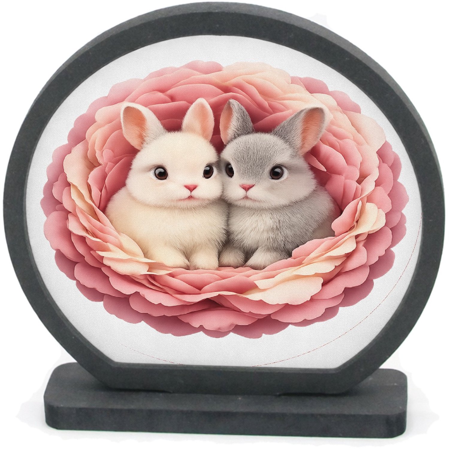 Mr Cadeautjes Houten fotolijst rond met MDF inleg - design Een knusse dierenprint met een vergelijkbaar omlijstend nest | cadeau Wit