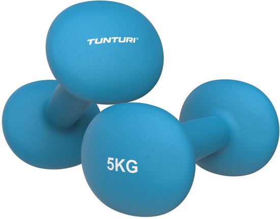Tunturi Dumbbellset Neopreen 2 x 5 kg Fluor Blauw