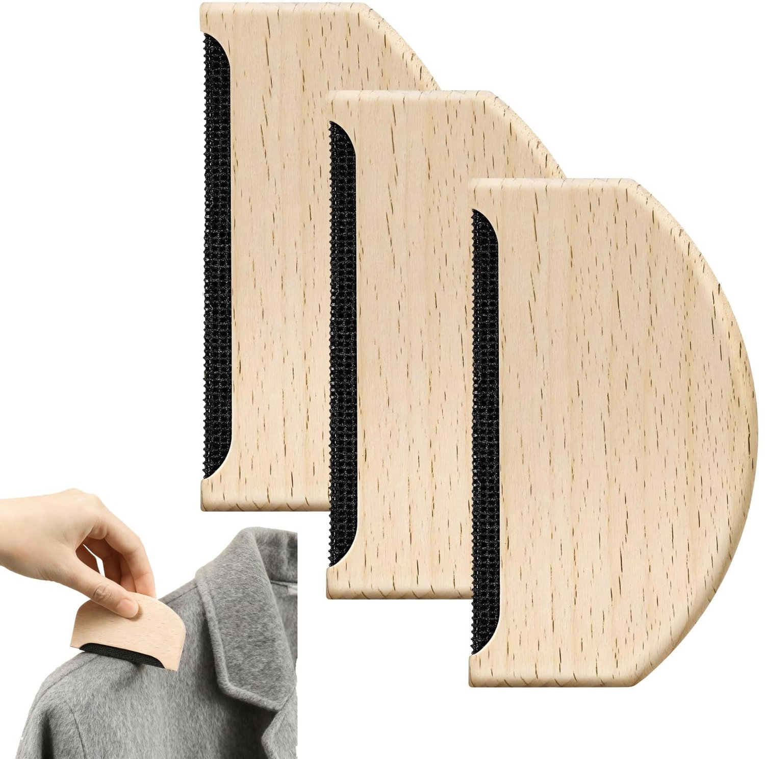 Famanu – 3 Stuks Lint Kam, Houten Fluff Kam voor Kleding, Wol en Kasjmier