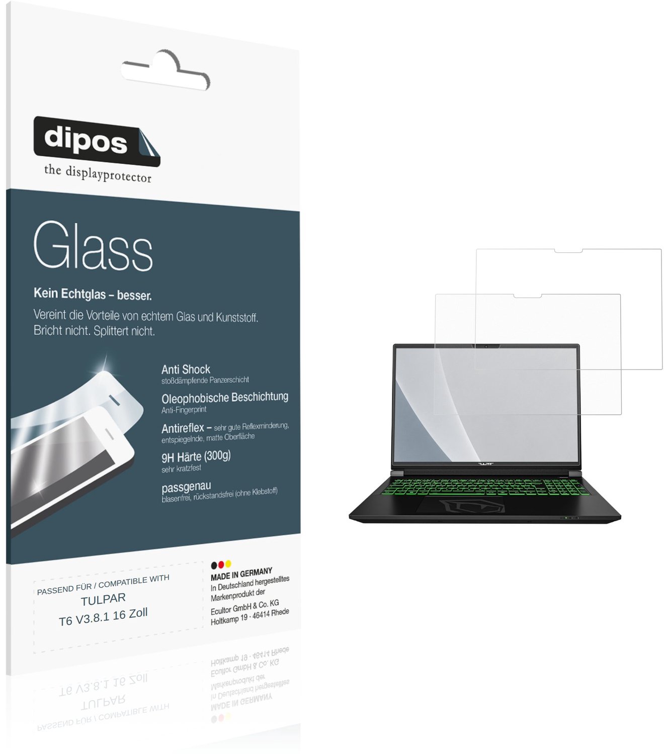 dipos – 2x Matte Pantserfolie geschikt voor TULPAR T6 V3.8.1 16 Zoll | 9H Screenprotector