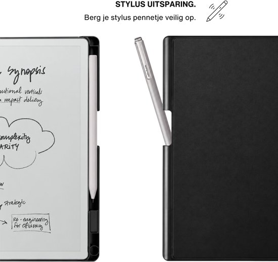 Lunso ReMarkable Paper Pure book folio cover PU leer hoes - Zwart — afbeelding 2