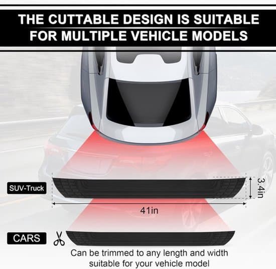 Universele rubberen strip van 104 cm lang, op maat te snijden voor bumperbescherming van SUV's, vrachtwagens en auto's.