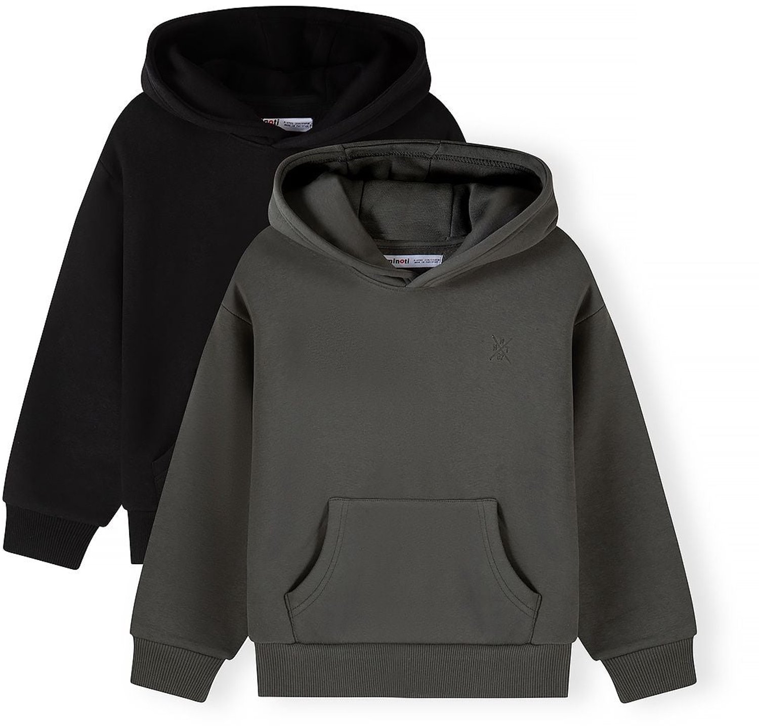 Minoti hoodie jongens – set van 2 – gevoerde capuchon – meerkleurig