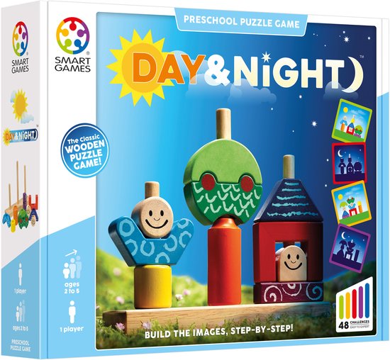 SmartGames Day & Night – Houten Stapelspel & Vormenpuzzel
