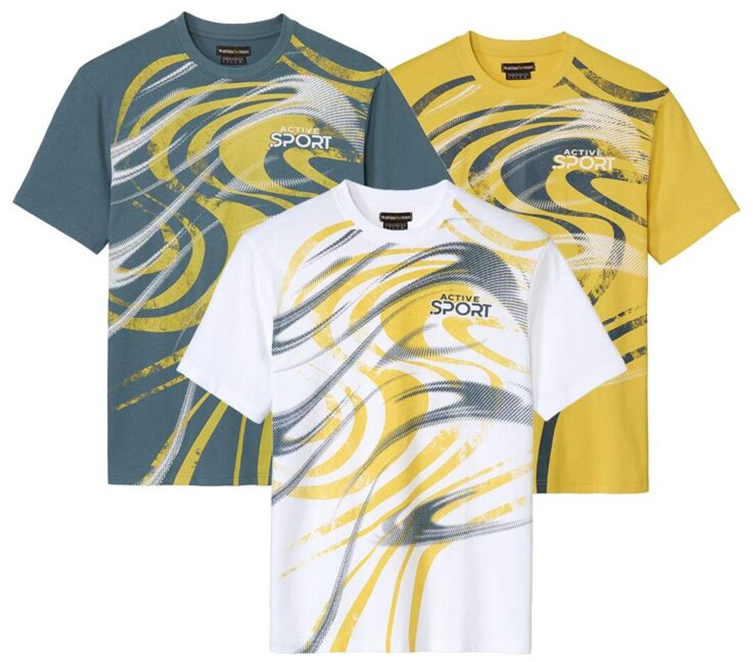 ATLAS FOR MEN - Set van 3 T-shirts Sport Running - Heren - Verkrijgbaar in grote maten - XL