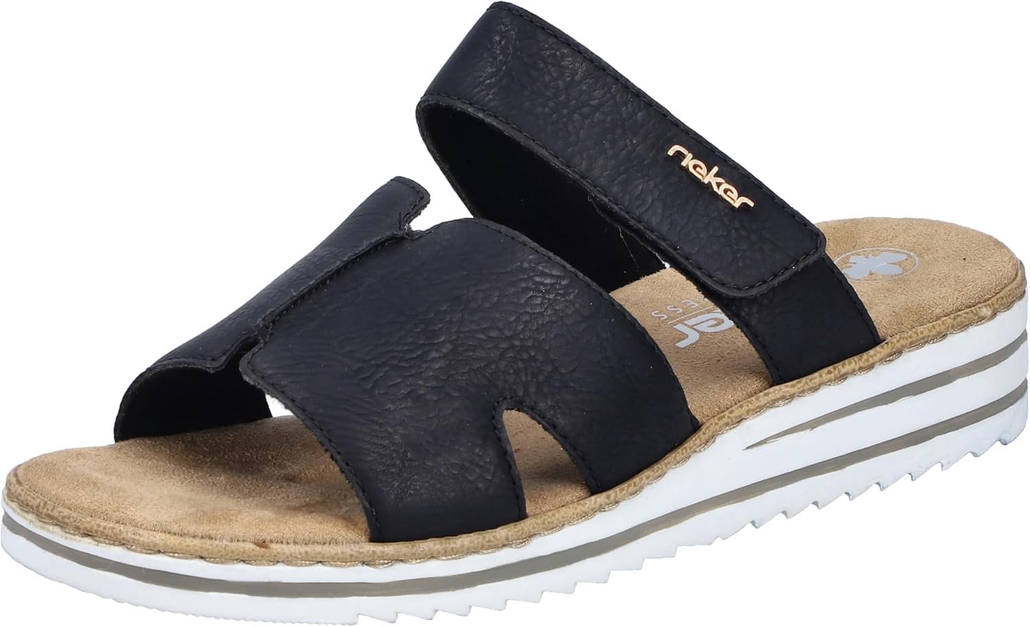 Rieker Dames V0622 Mules Comfortabele Synthetische Sandalen Zwart
