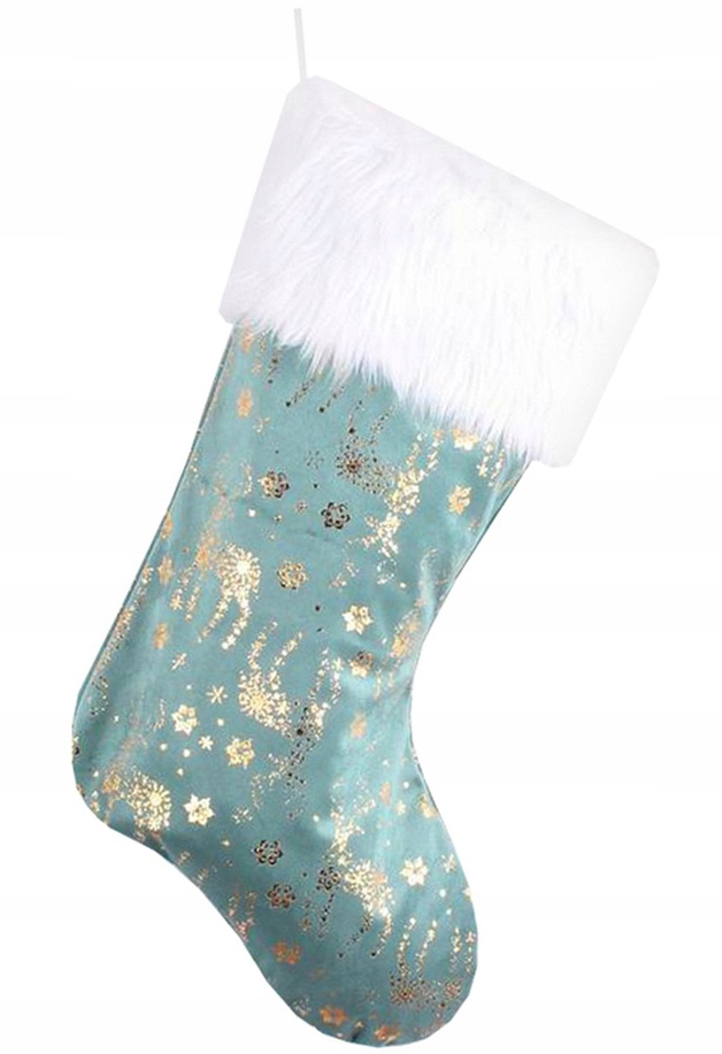 Kerstsok met Gouden Rendieren - IJzig Blauw