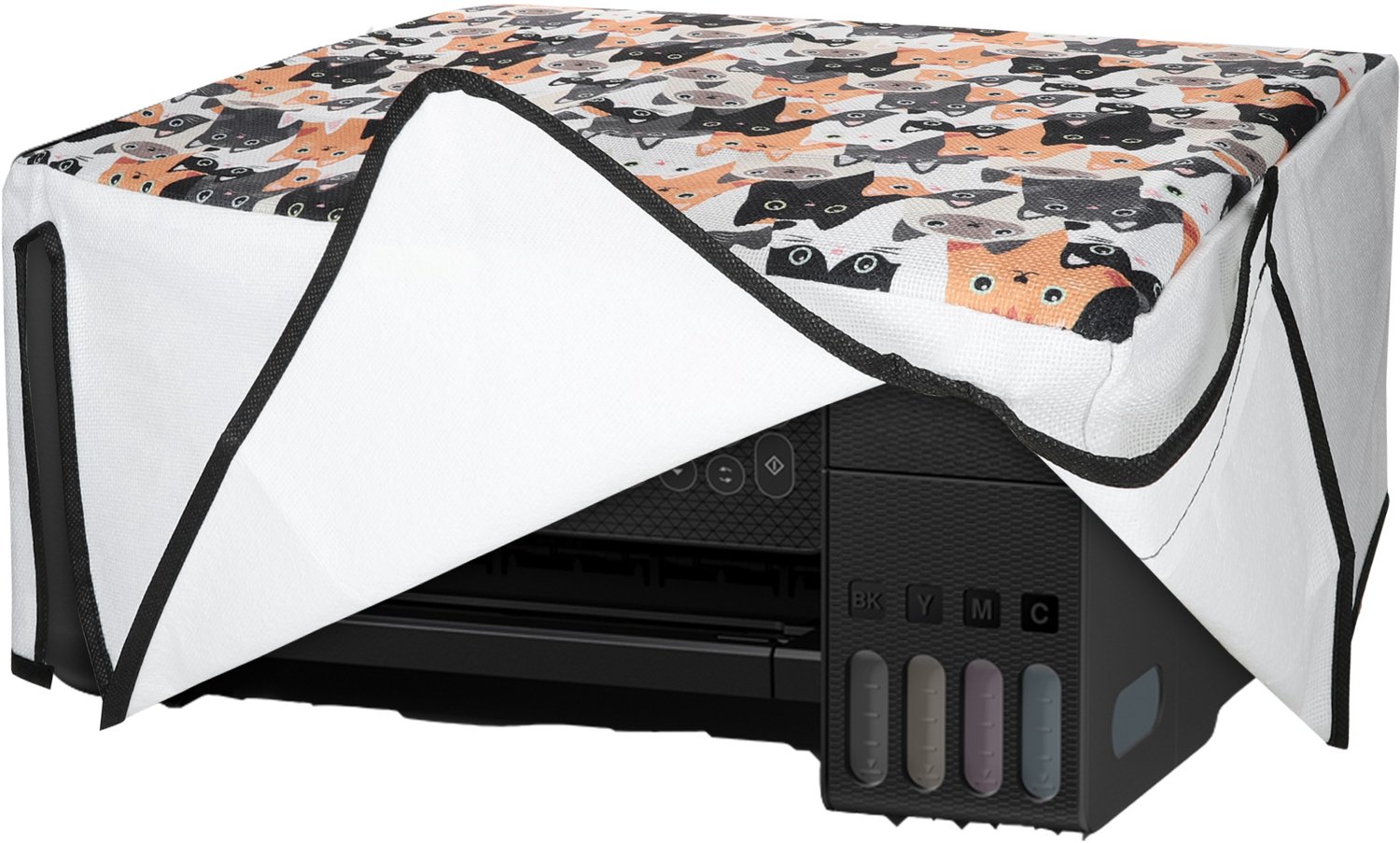 kwmobile linnen hoes geschikt voor Epson Eco Tank ET-2820 / ET-2810 / ET-2870 cover - Printer beschermhoes - Katten design