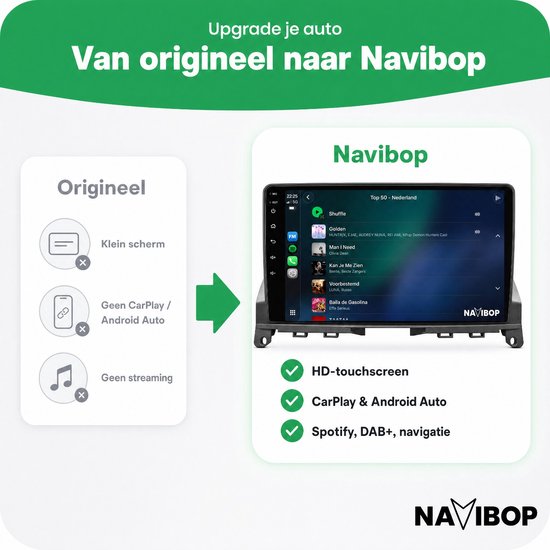 Navibop Autoradio geschikt voor Mercedes c klasse w204 - Draadloos ...
