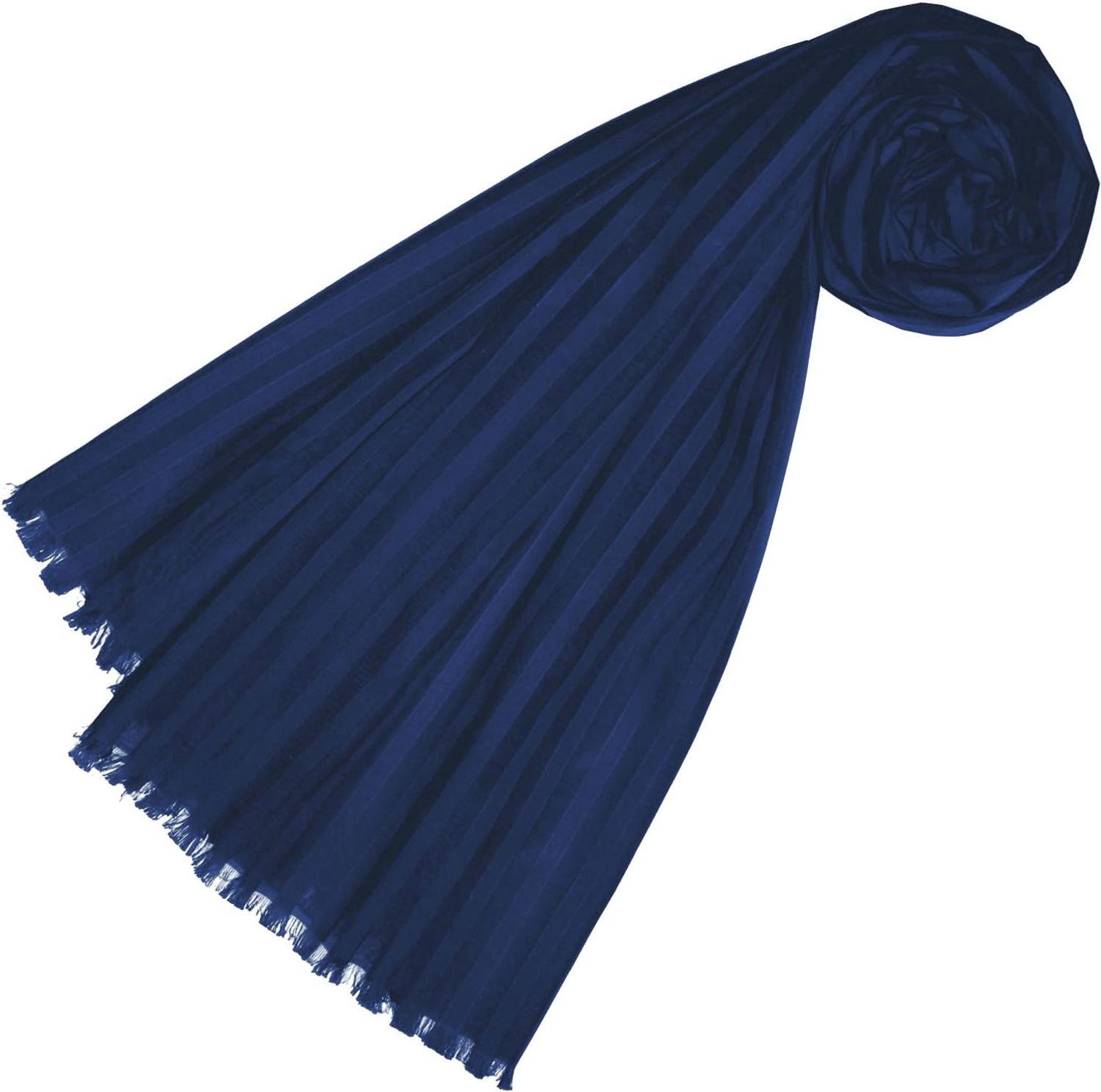 Lorenzo Cana Dames Sjaal Katoen Zijde Jacquard Geweven Donkerblauw 55x180cm