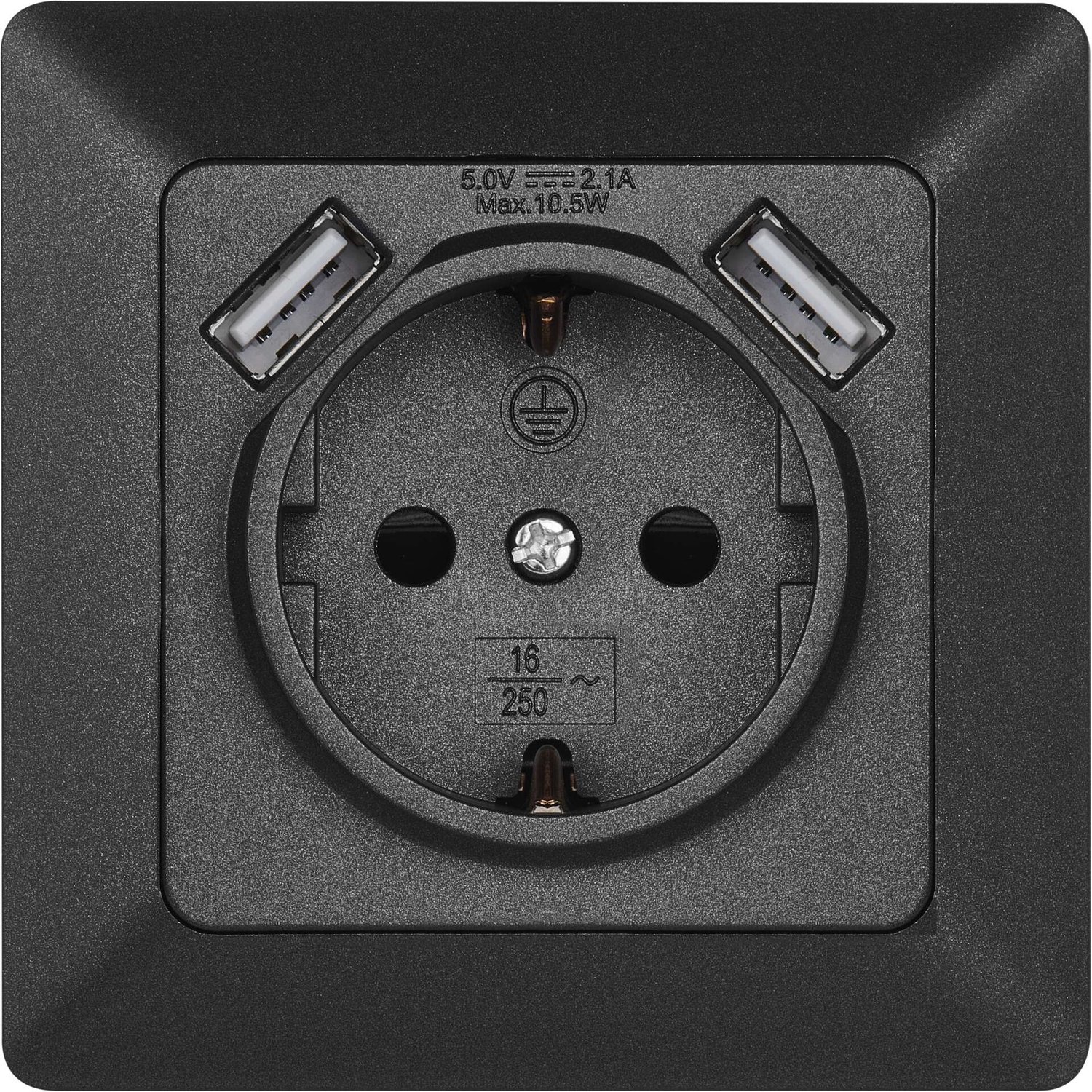 EMOS Stopcontact met USB 2,1 A max., antraciet, A6000.3