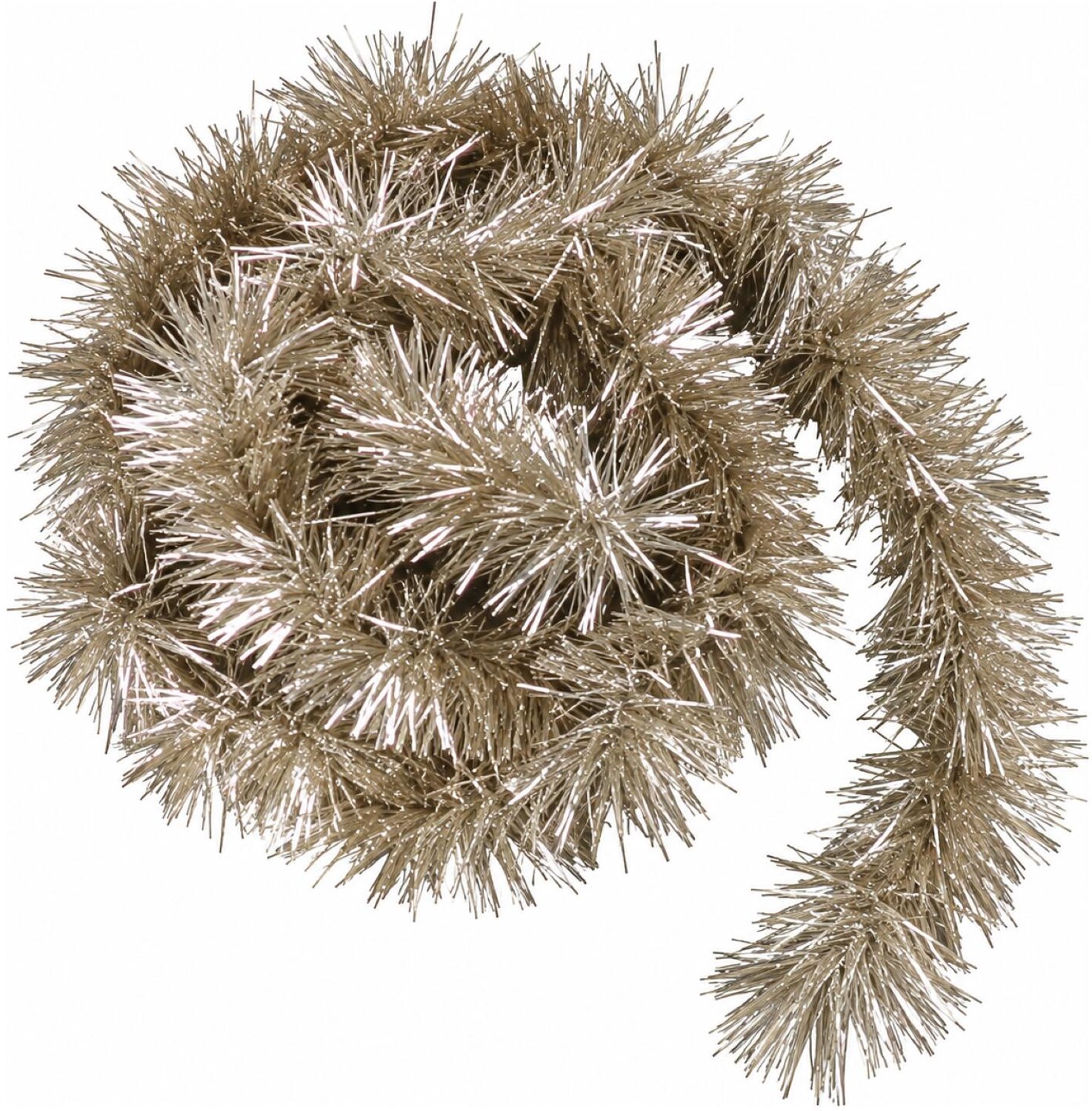 Decoris kerstslinger - 10x - zilver/champagne - 270 x 7 cm - folie/lametta - glans - kerstversiering – foto 2