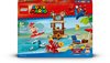 Ensemble de construction LEGO Super Mario Aventures sur la plage avec stand, planche de surf, figurine Sidestepper et Mario.