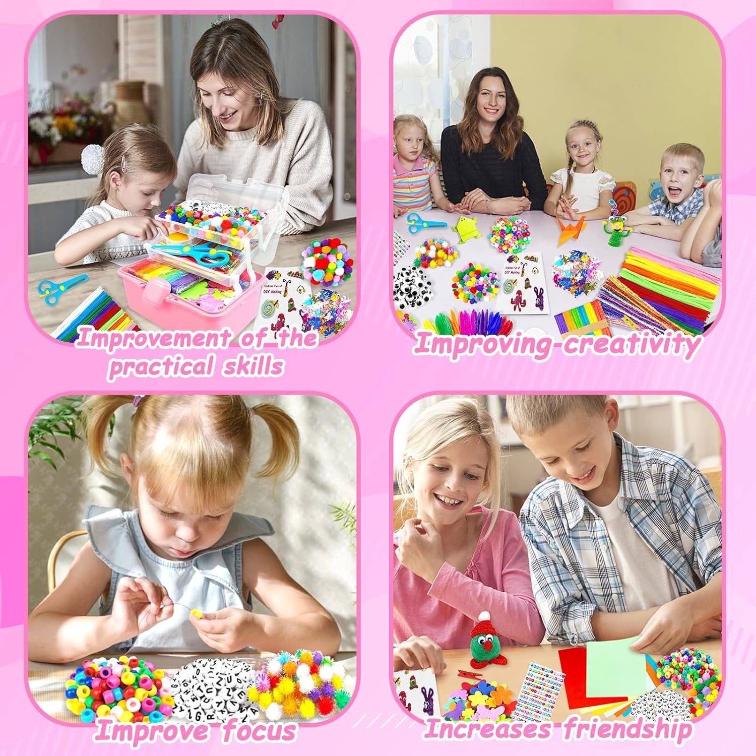 Knutselset voor Kinderen - Rood - Eenvoudig Op te Bergen - Creatieve Activiteit - Voor Jongens en Meisjes