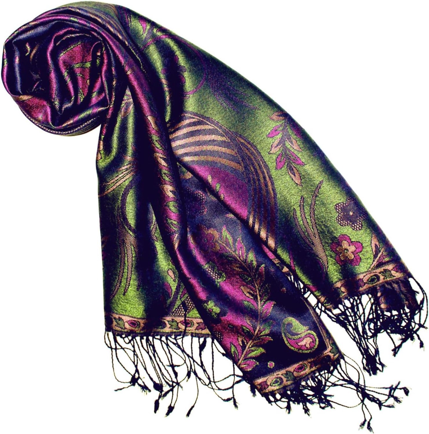 Luxe Zijden Pashmina Sjaal Jacquard Geweven Paisley 70x190cm