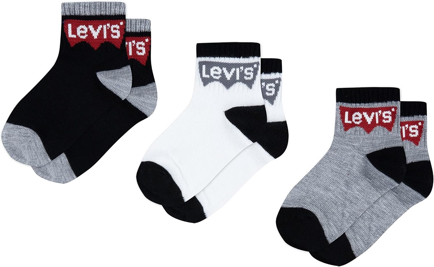 Levi’s Kinder Sokken 3-Pack Batwing Mid Cut Zwart