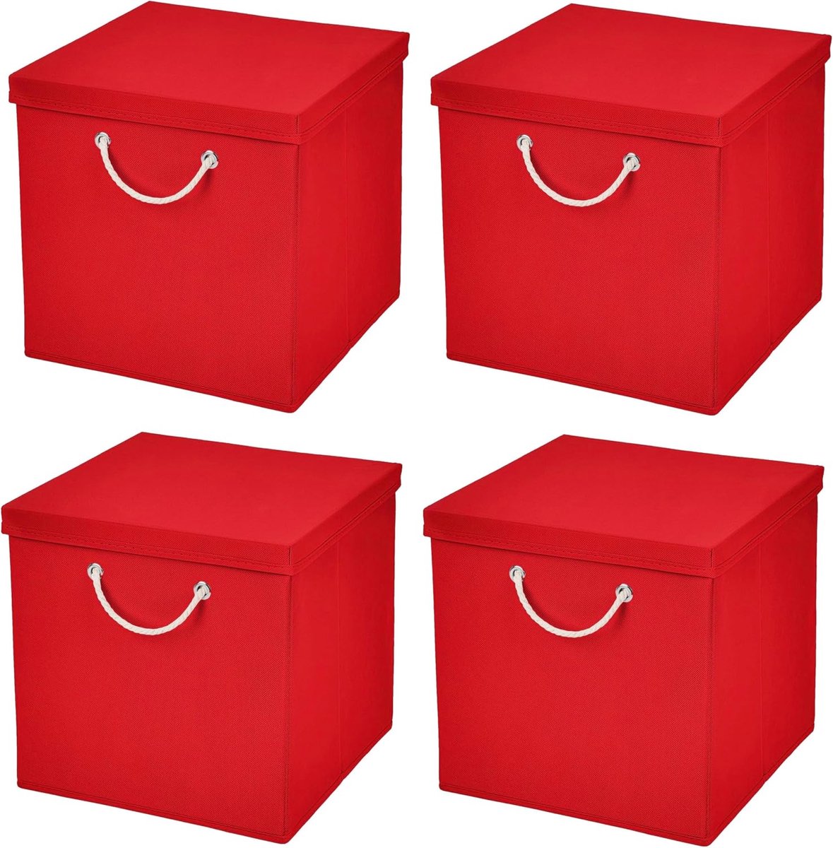Opvouwbare opbergdoos met bijpassend deksel - 30 x 30 x 30 cm rood