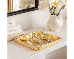 2 stuks Mini Gouden Eend Standbeeld, Moderne Keramische Eend Beeldjes voor Home Decor Item, Gouden Accent Decor, Grappige Dieren Sculpturen en Standbeelden, Knick Knacks voor Plank Decor