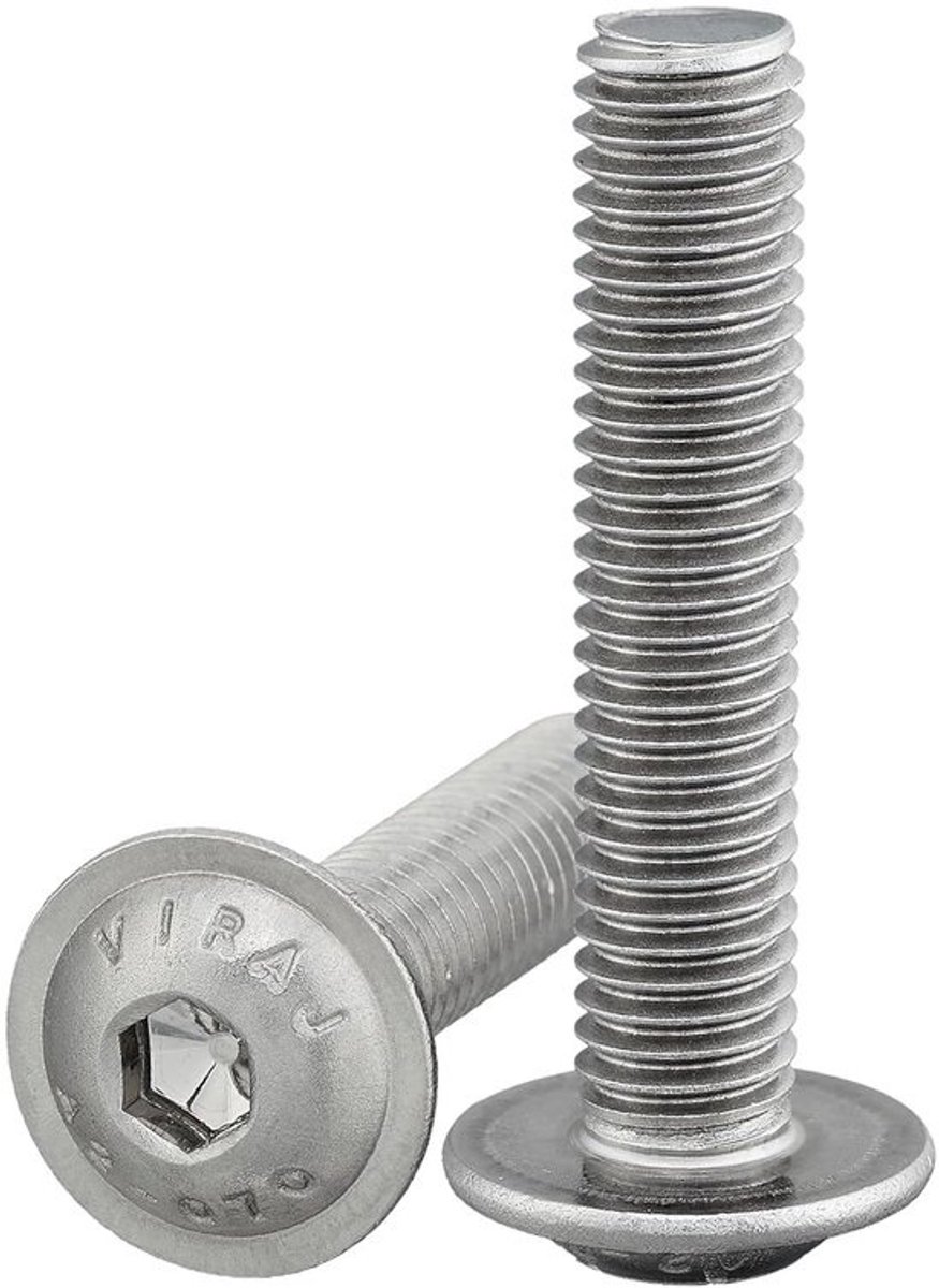 Lenskopschroef met flens - Flenskopschroef ISK - Machinebouw Meubels - Geïntegreerde flens vervangt ring - M8 x 50 mm