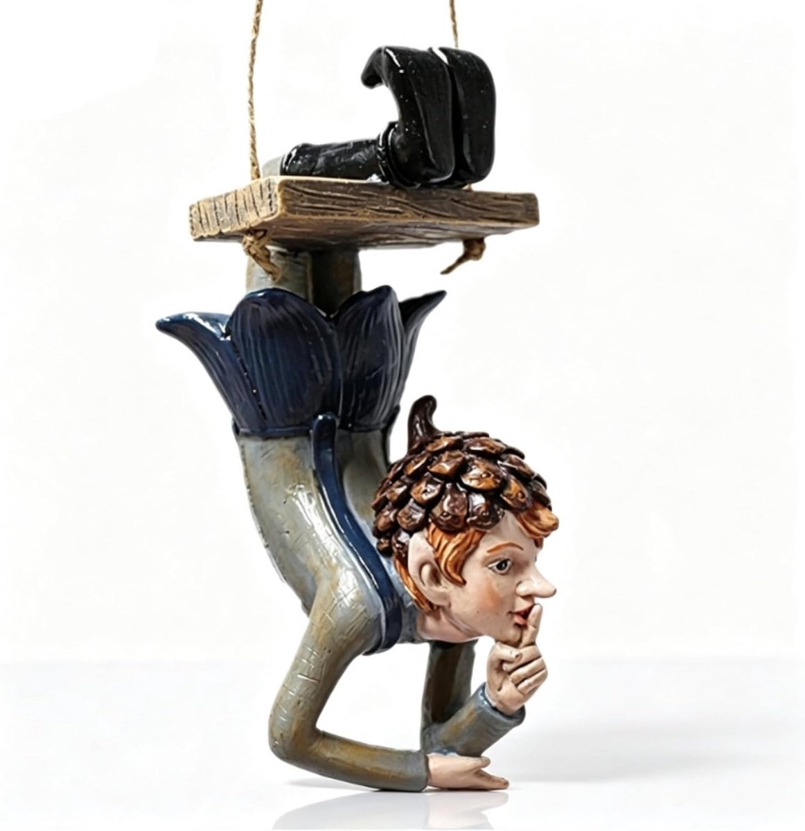 Feeënbeeld voor tuin, buiten, schommel, tuindecoratie, mini-schommelfiguur, decoratief hangbeeld, voor tuinerf buiten