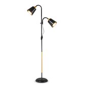 Staande Vloerlamp - Stalamp met 2 Verstelbare Lampenkappen - Staande Lamp voor Woonkamer en Slaapkamer - Verstelbare Hoogte 154-190 cm